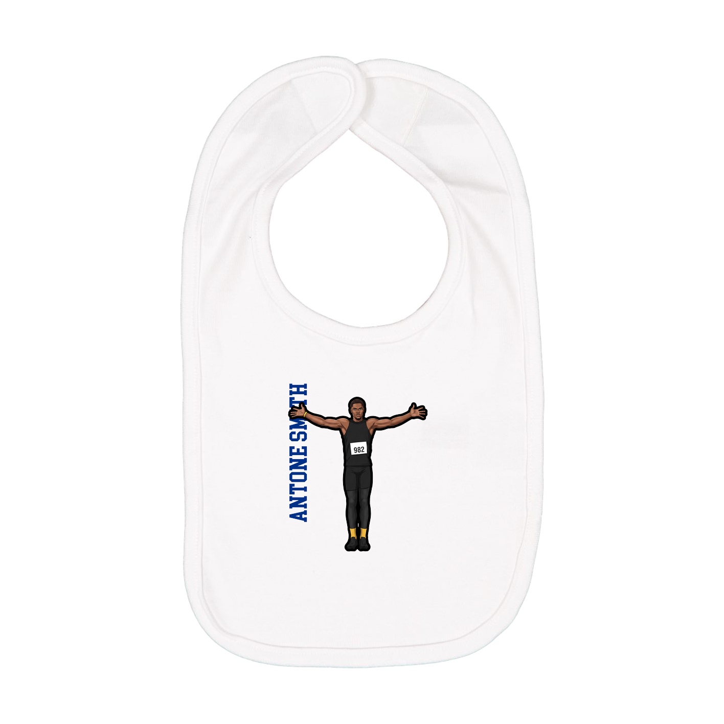 Infant Bib — Name Vertical in White