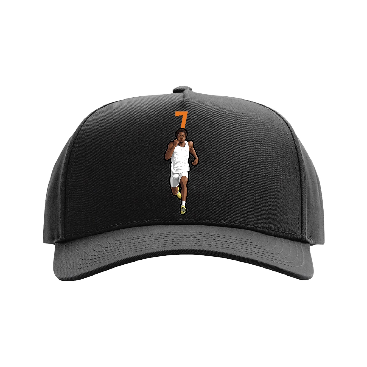 Full Fabric Five-Panel Champ Cap — Number Top in Black