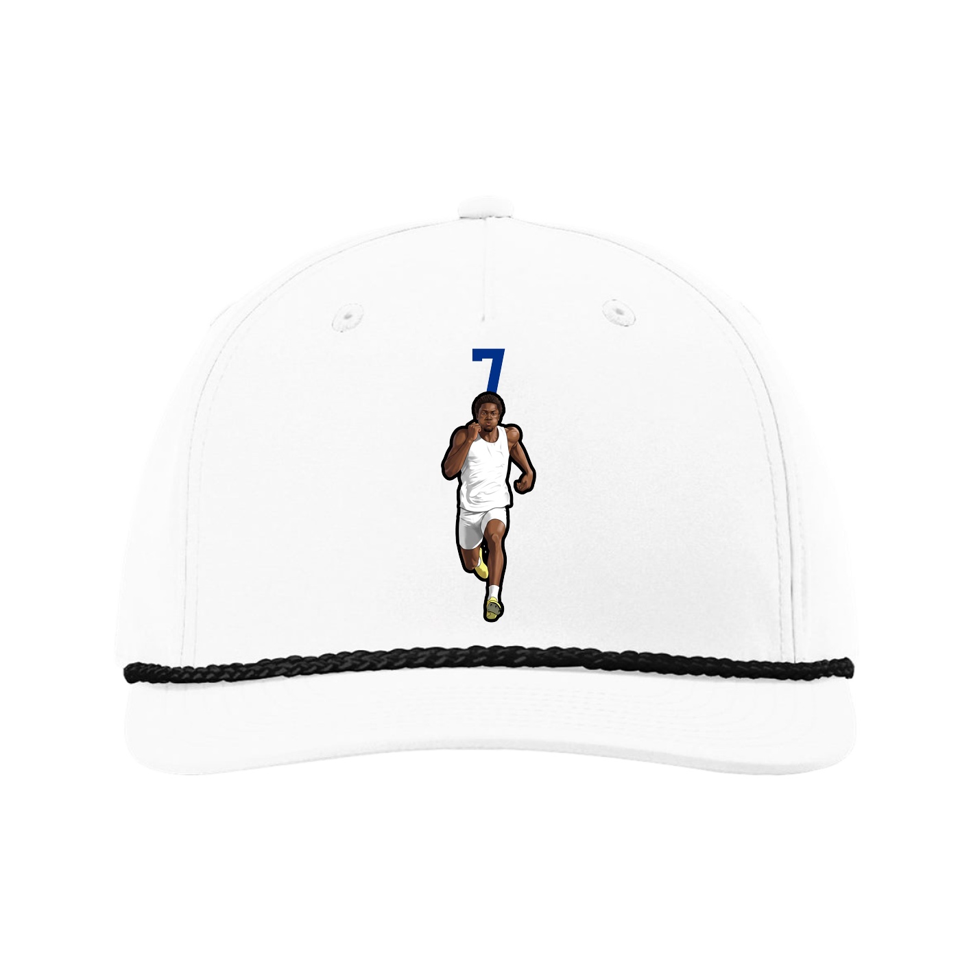 Five-Panel Classic Rope Cap — Number Top in White