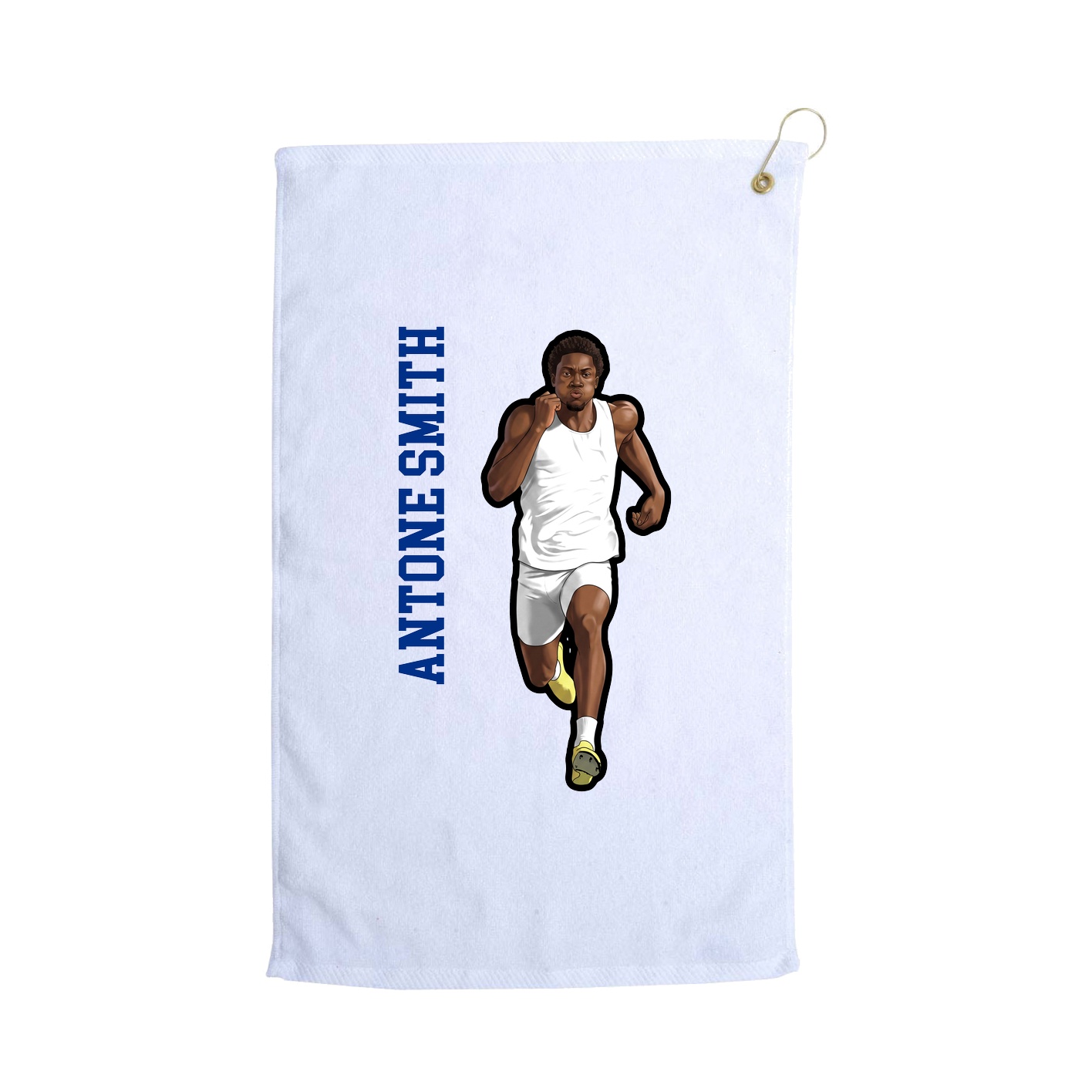Golf Towel — Name Vertical in White