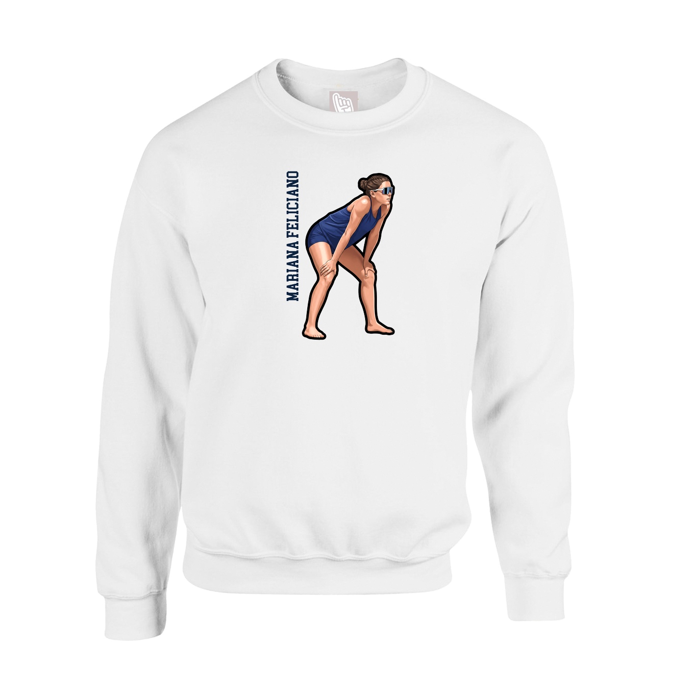 Fleece Crew — Name Vertical in White