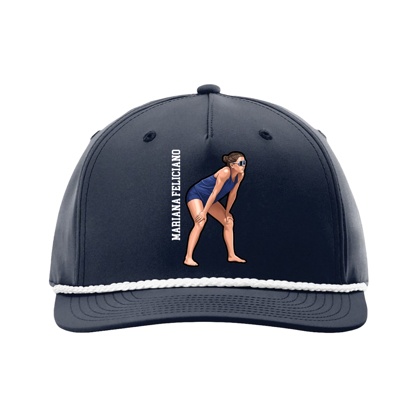 Five-Panel Classic Rope Cap — Name Vertical in Navy