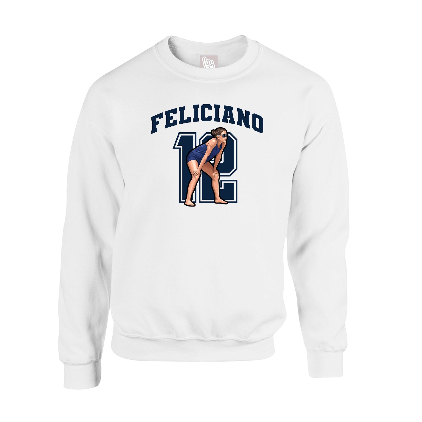 Fleece Crew — Number in White