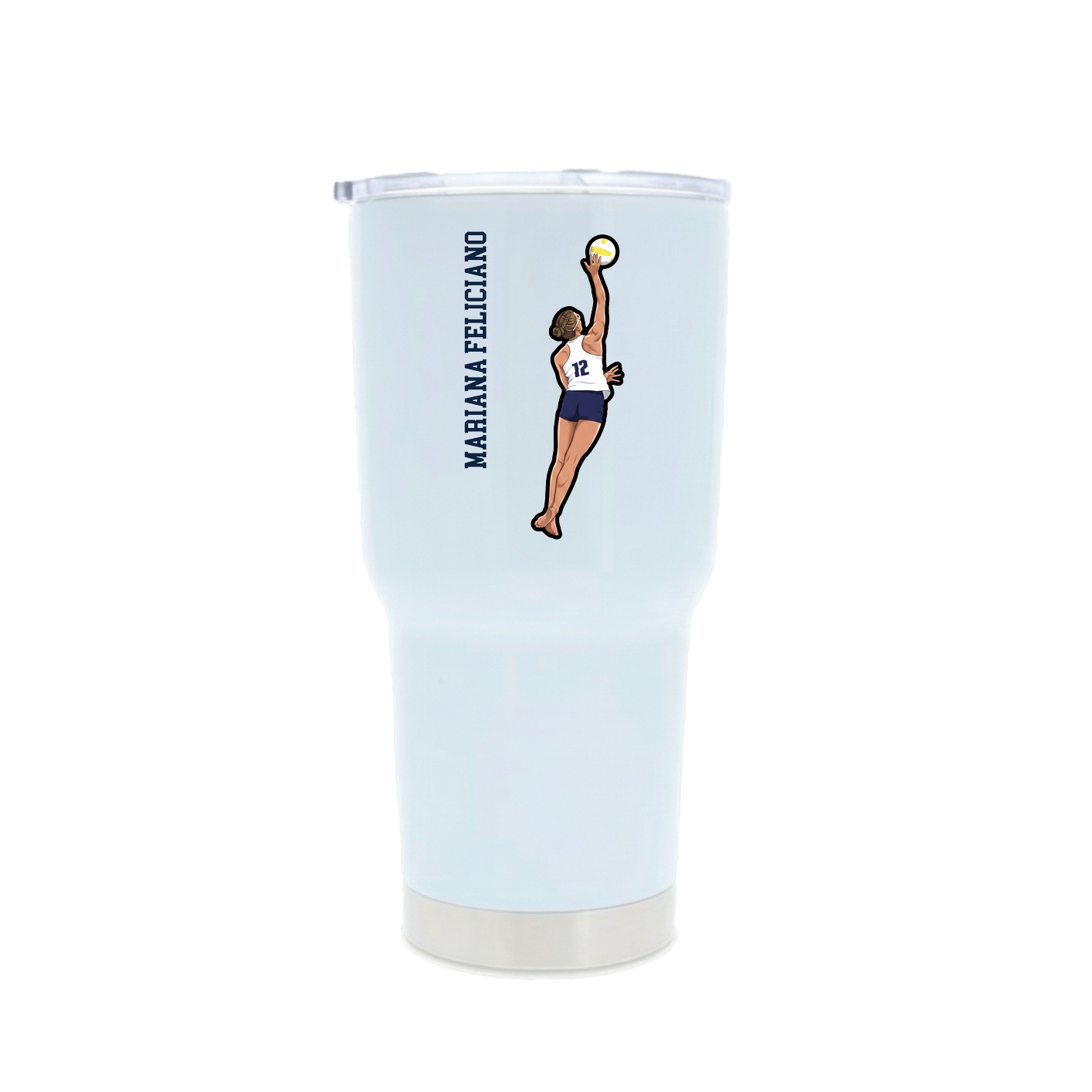 30oz Stainless Steel Tumbler — Name Vertical in White