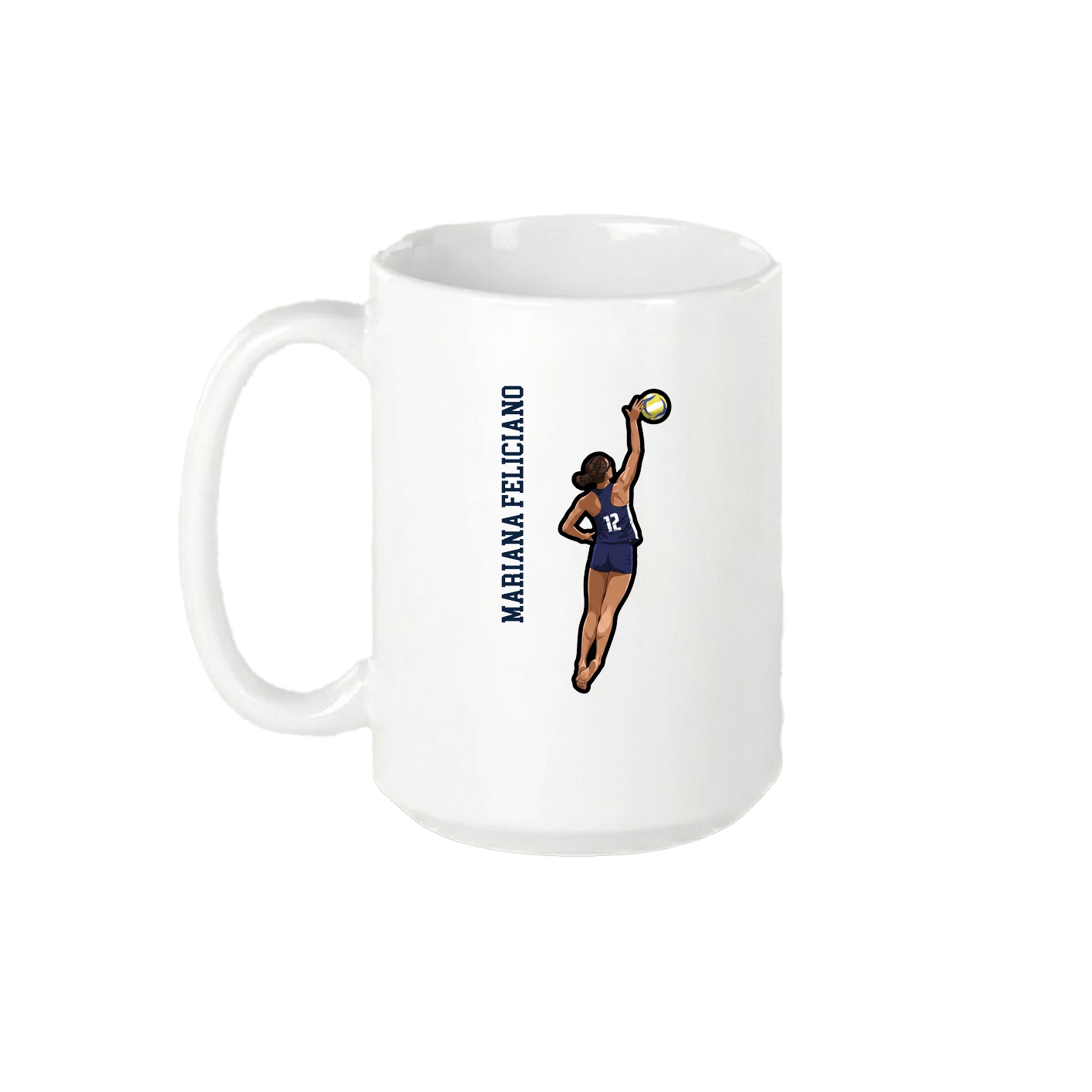15oz Coffee Mug — Name Vertical in White