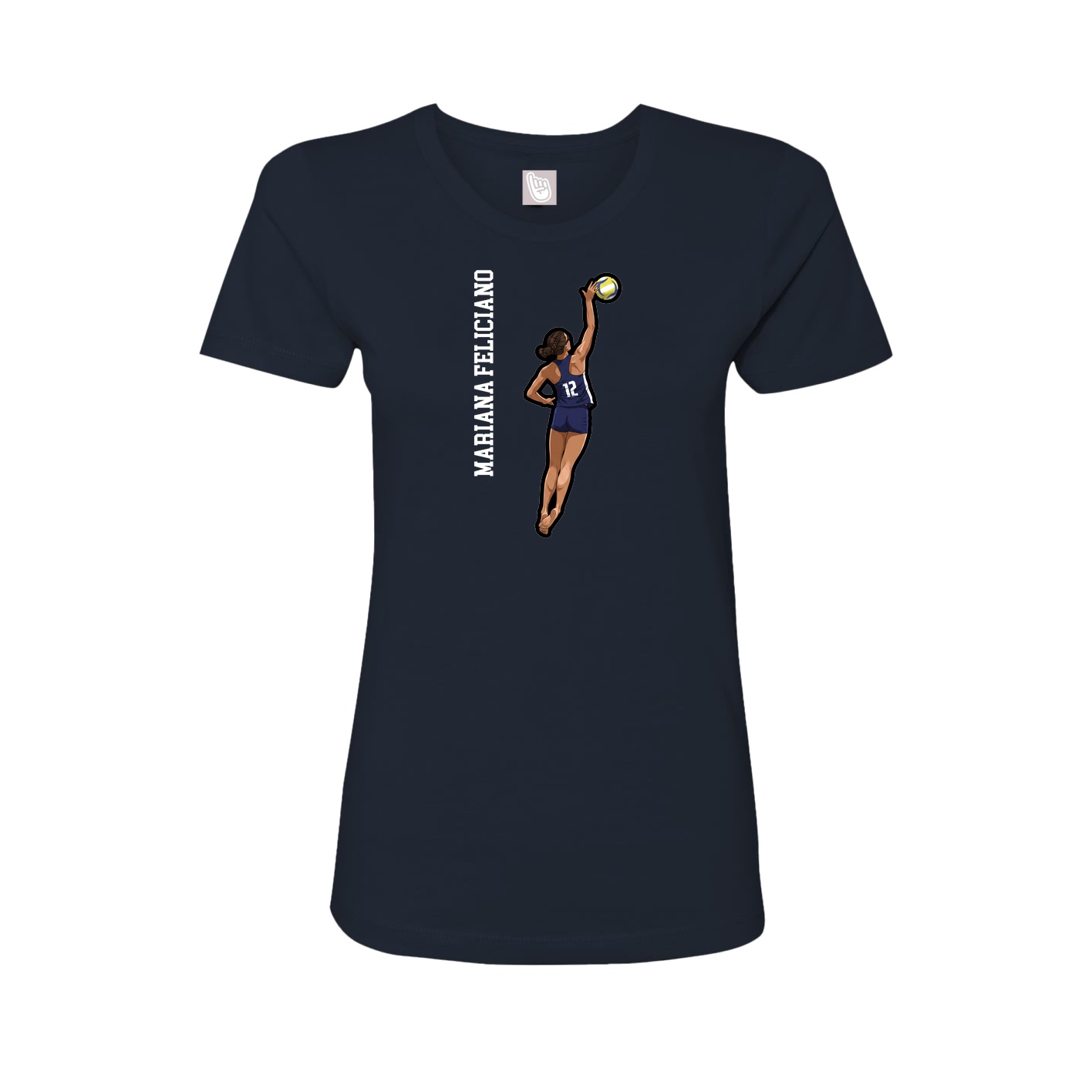Fitted Women's Tee — Name Vertical in Navy