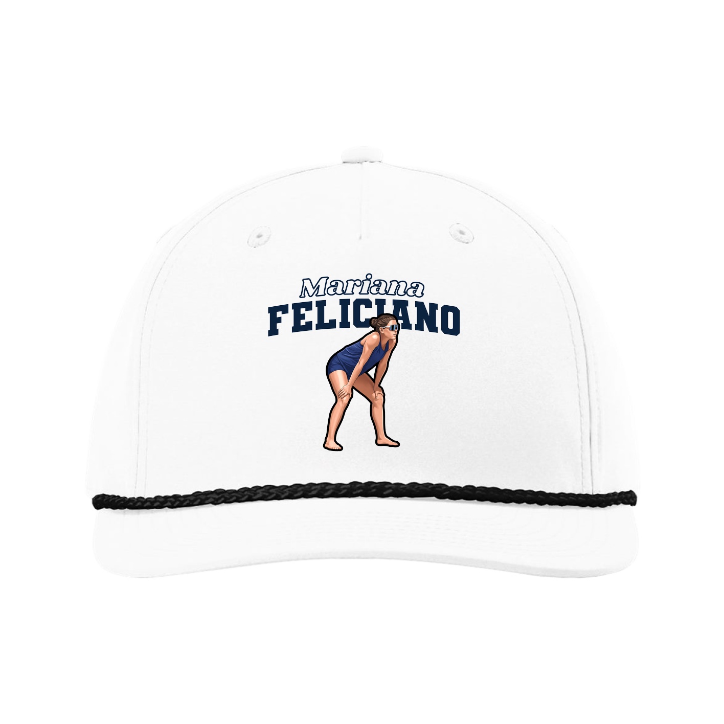 Five-Panel Classic Rope Cap — Name Arch in White