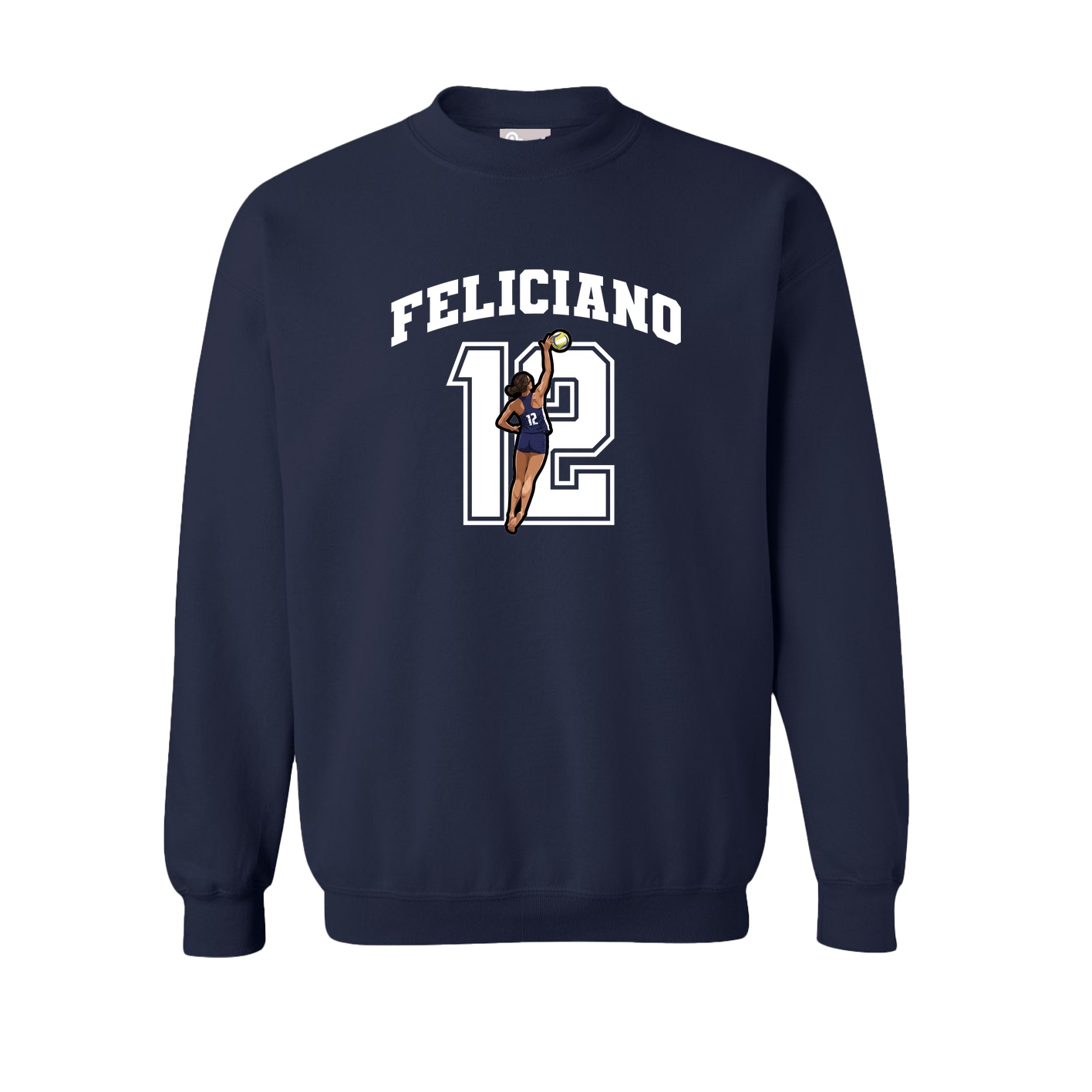 Fleece Crew — Number in Navy