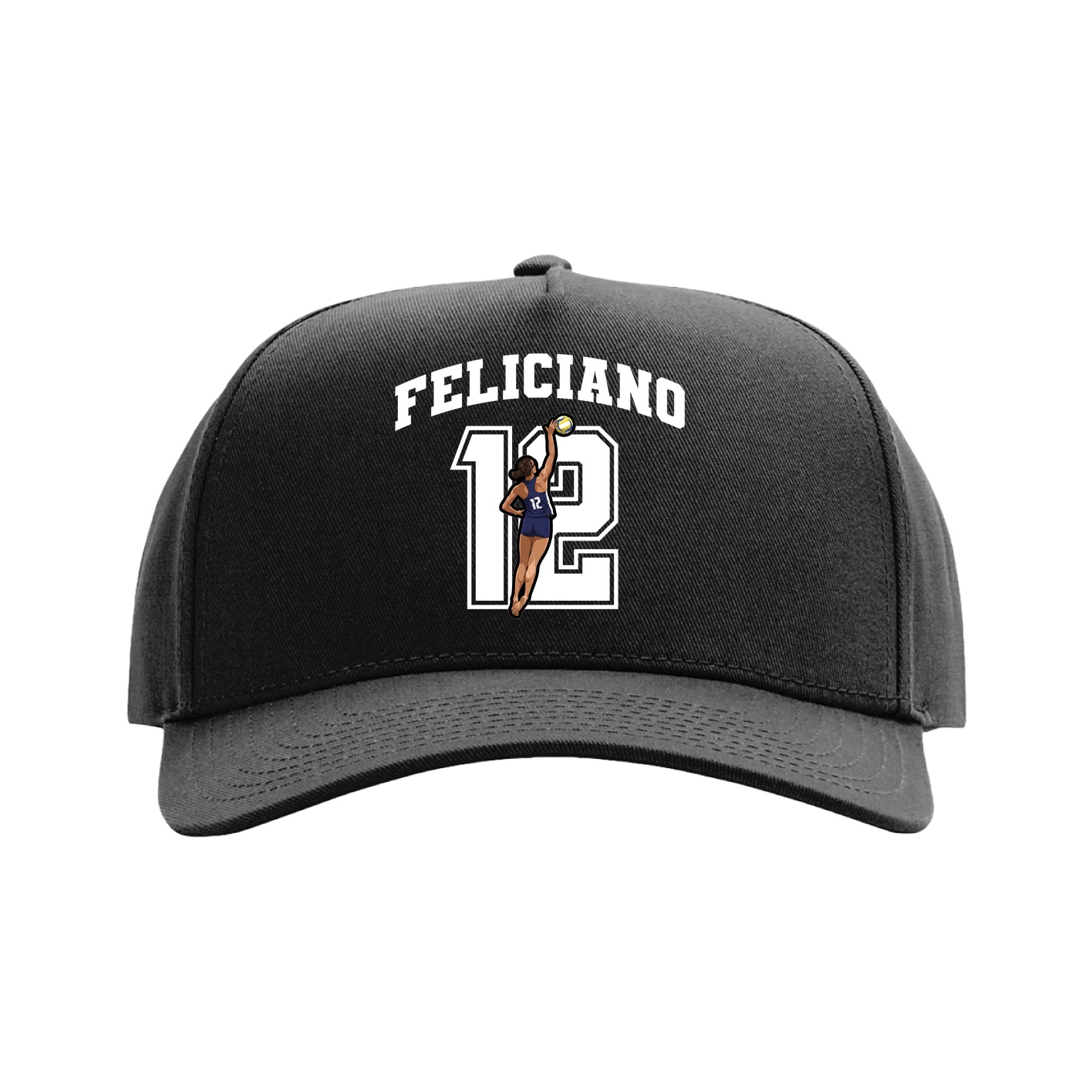 Full Fabric Five-Panel Champ Cap — Number in Black