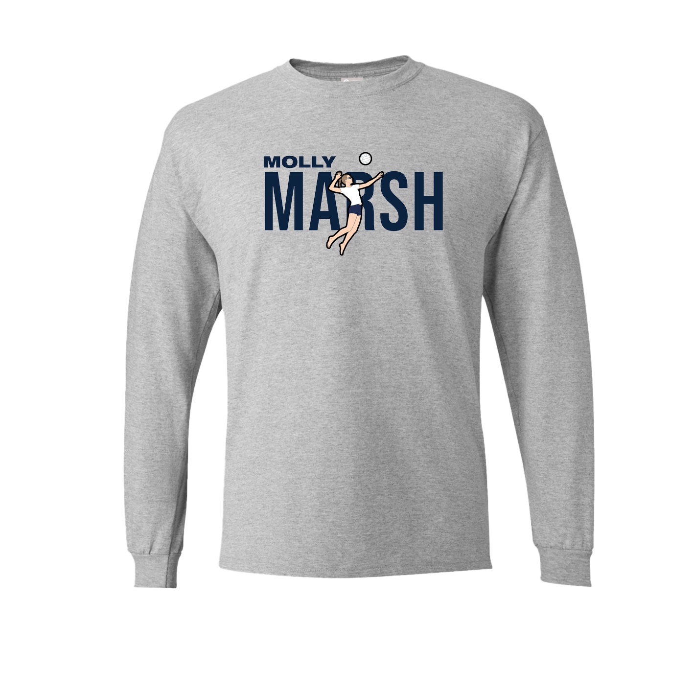 Long Sleeve Tee — Player Name in Grey