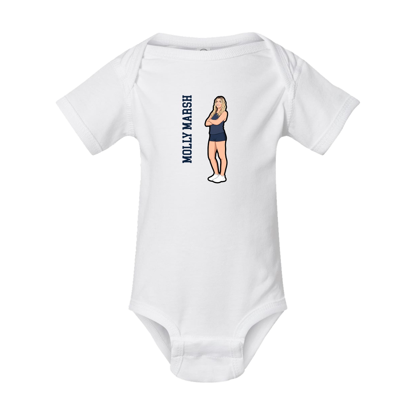 Baby Onesie — Name Vertical in White