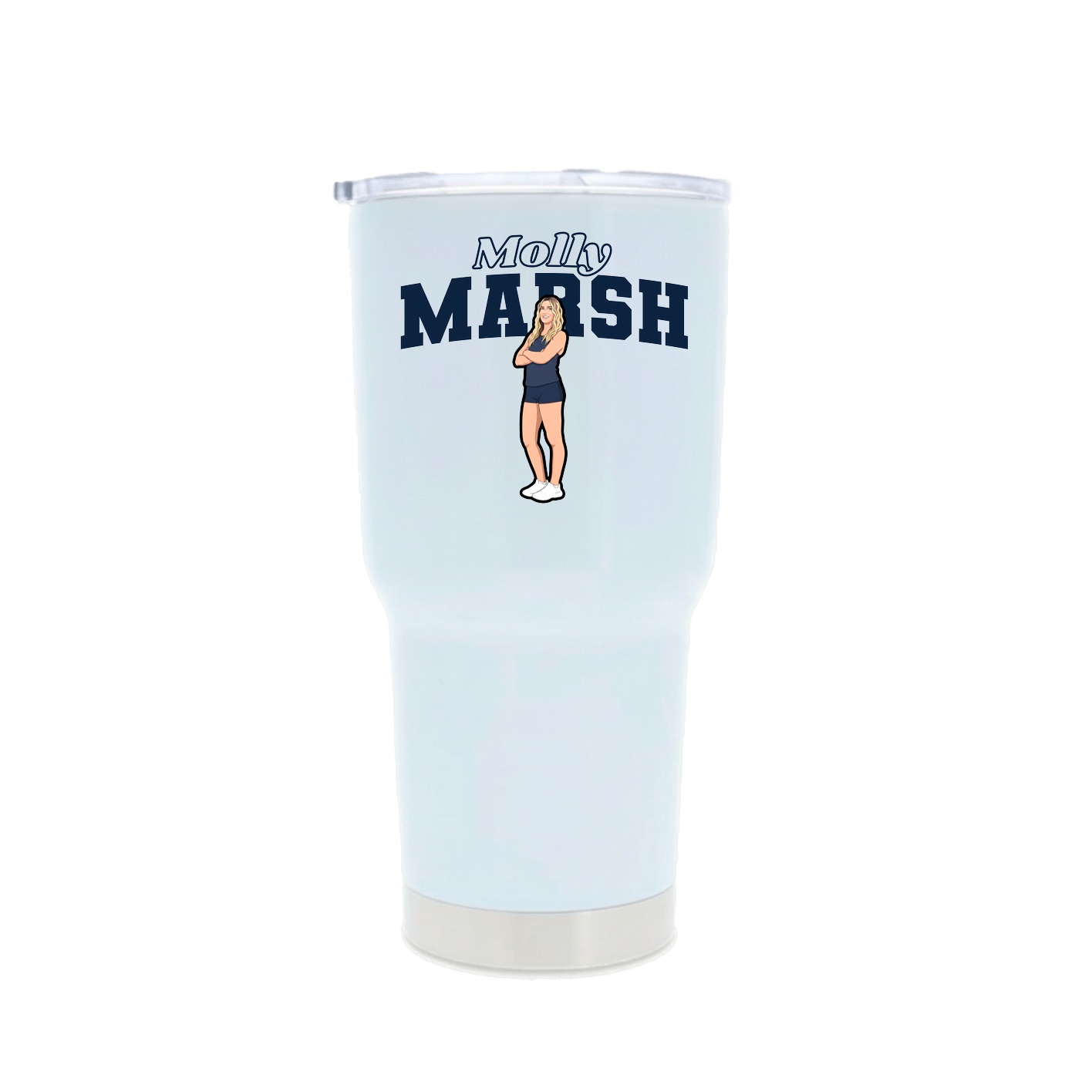 30oz Stainless Steel Tumbler — Name Arch in White