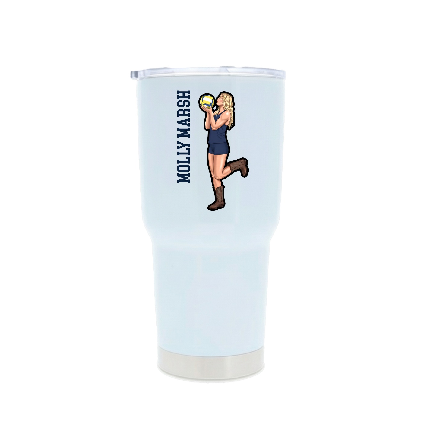 30oz Stainless Steel Tumbler — Name Vertical in White
