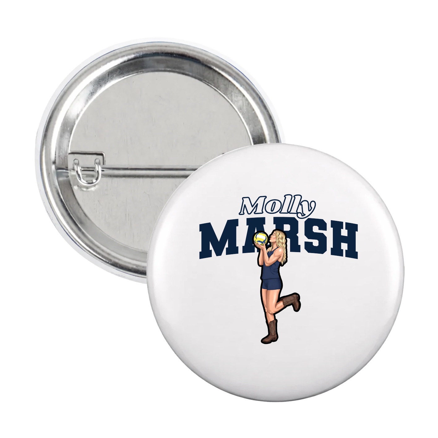 Game Day Button — Name Arch in White