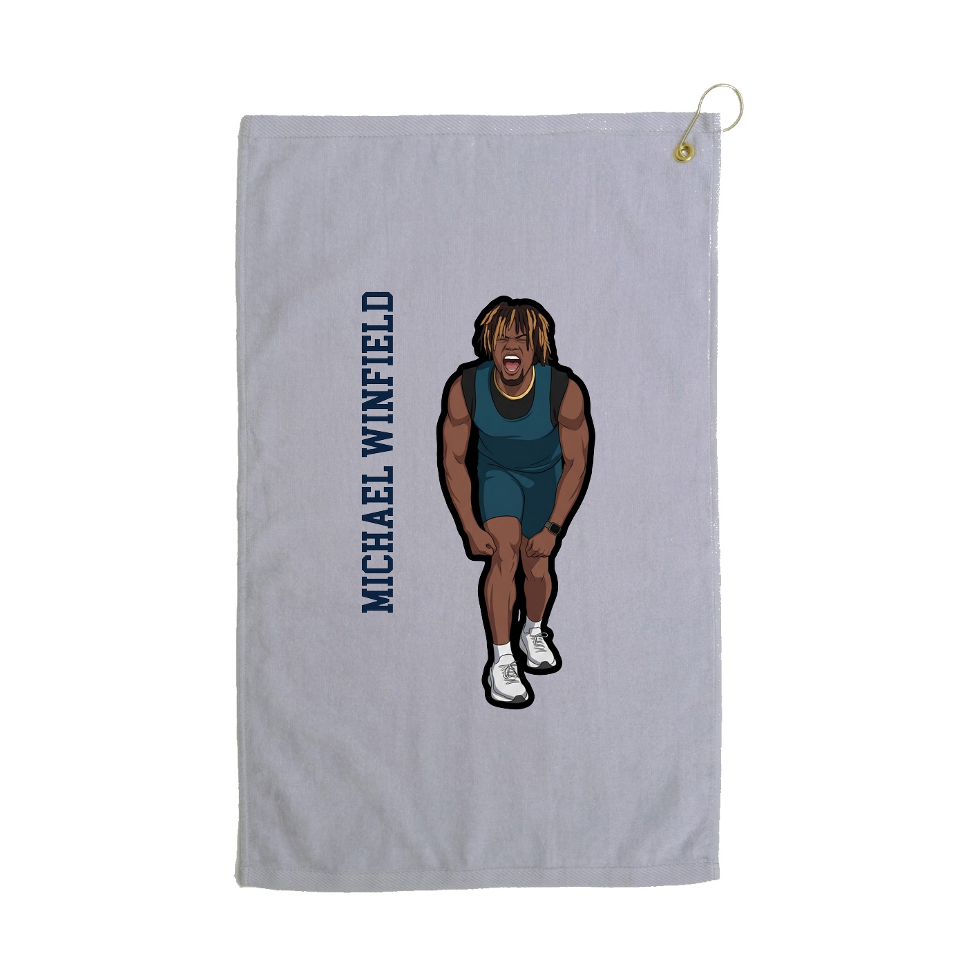 Golf Towel — Name Vertical in Grey