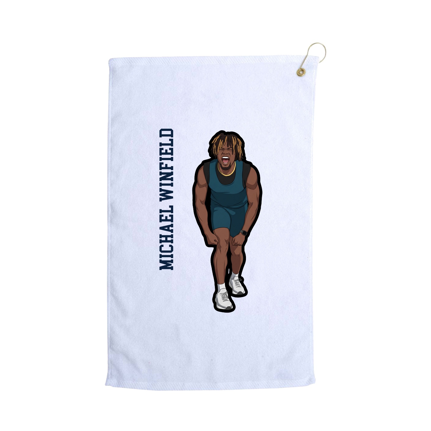 Golf Towel — Name Vertical in White