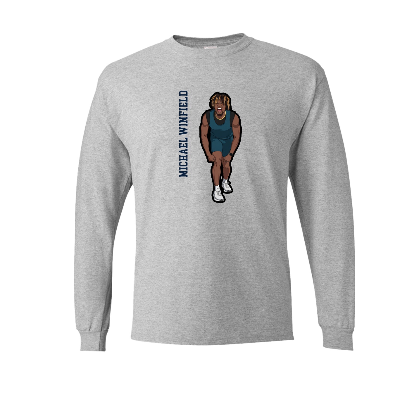 Long Sleeve Tee — Name Vertical in Grey