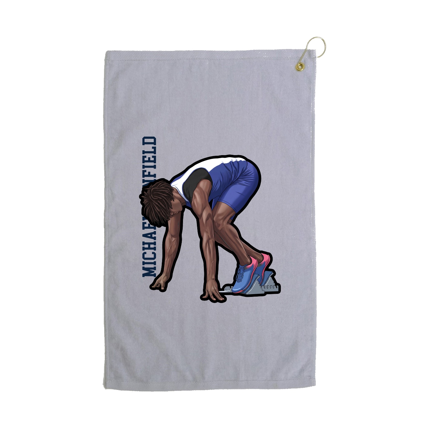 Golf Towel — Name Vertical in Grey