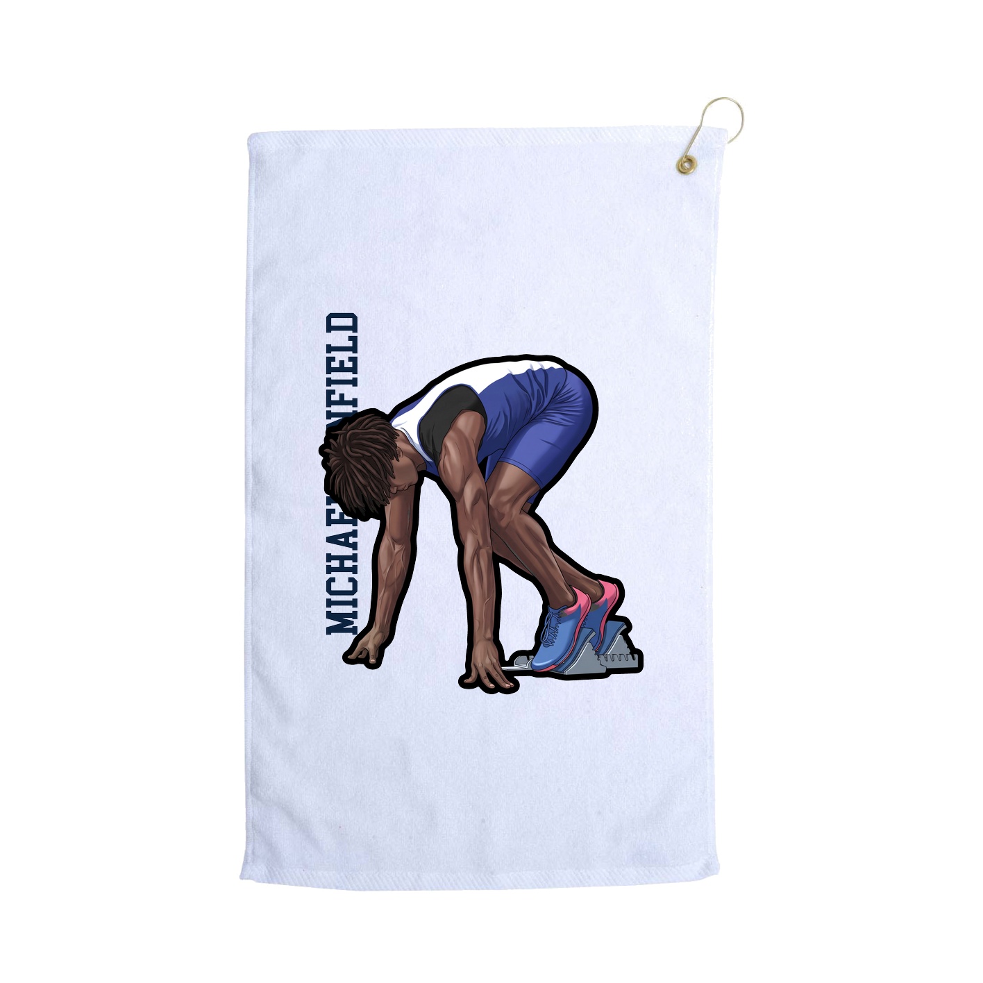 Golf Towel — Name Vertical in White