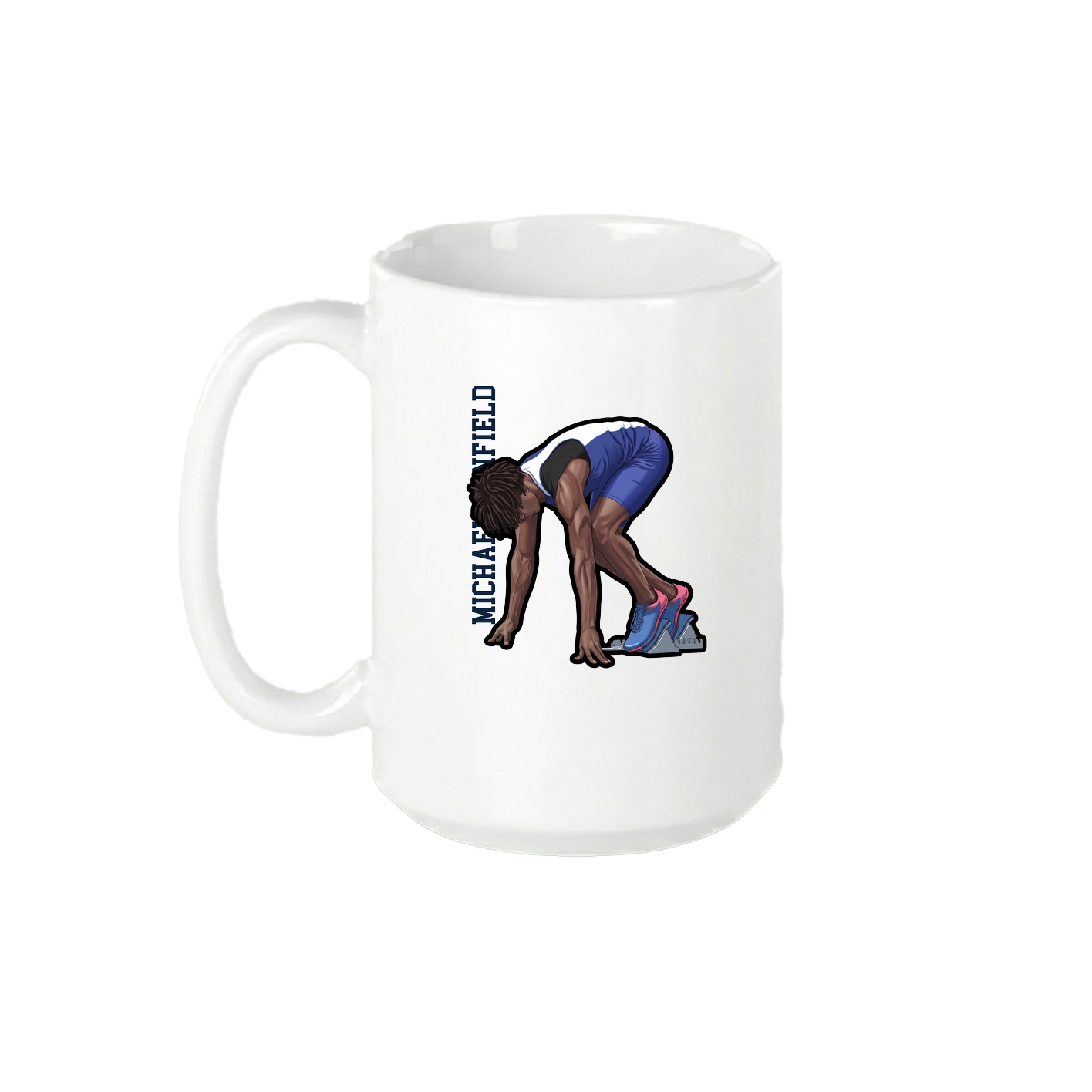 15oz Coffee Mug — Name Vertical in White