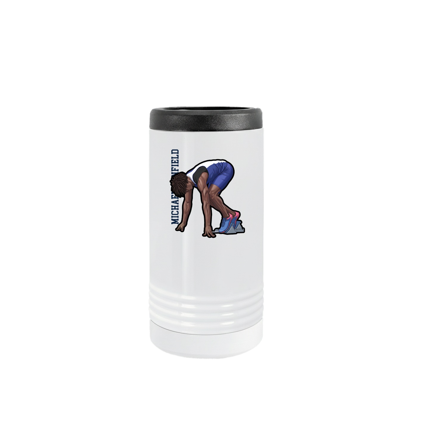 Slim Beverage Holder — Name Vertical in White