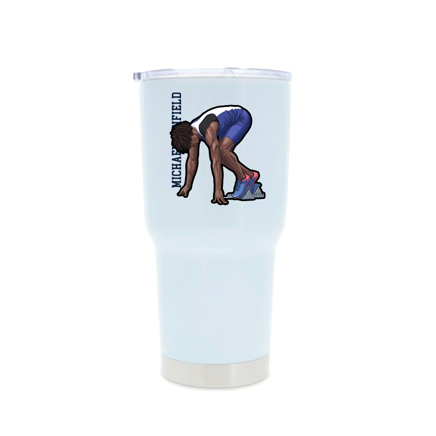 30oz Stainless Steel Tumbler — Name Vertical in White