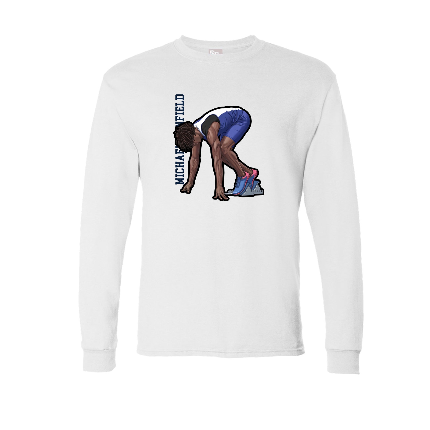 Long Sleeve Tee — Name Vertical in White
