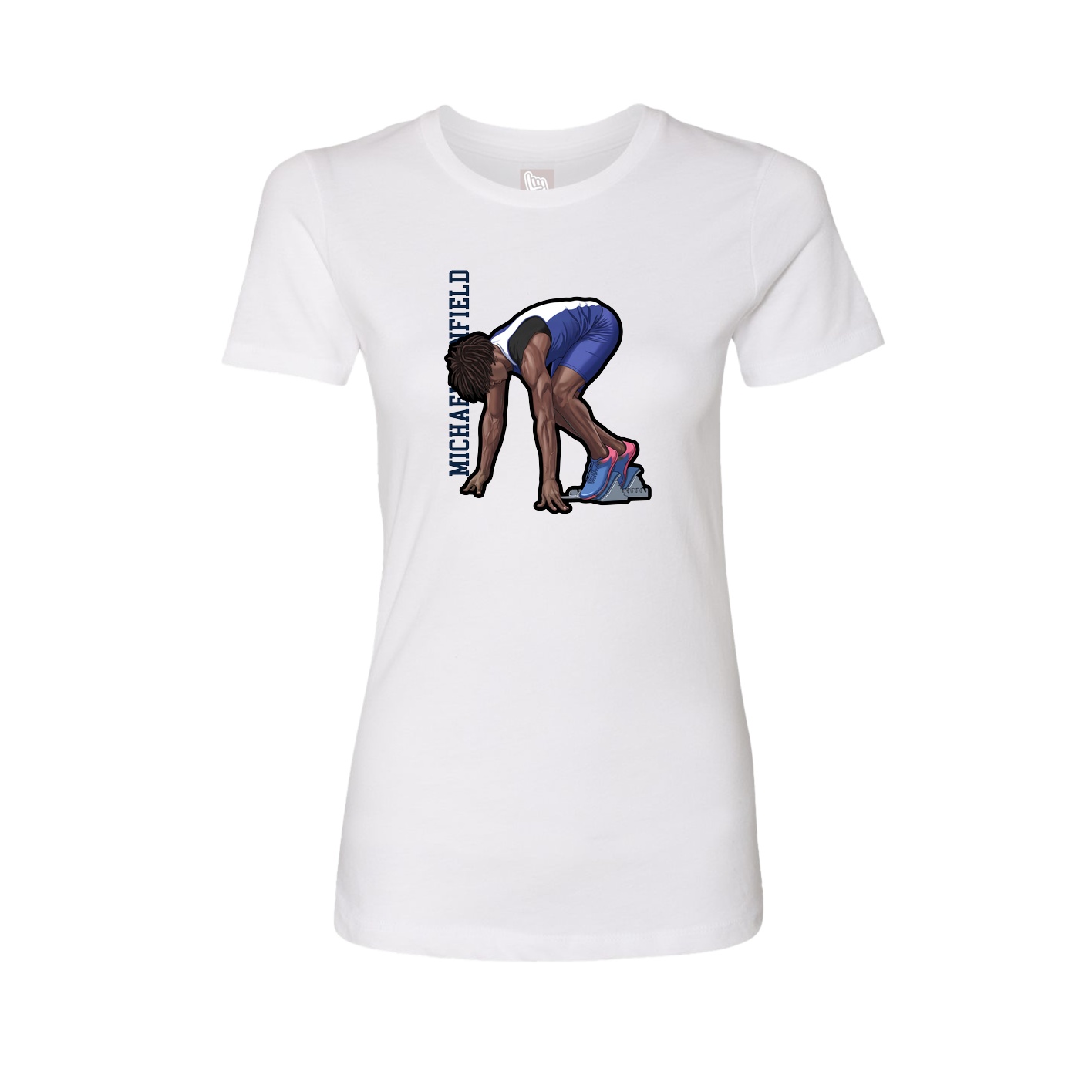 Womens Tee — Name Vertical in White