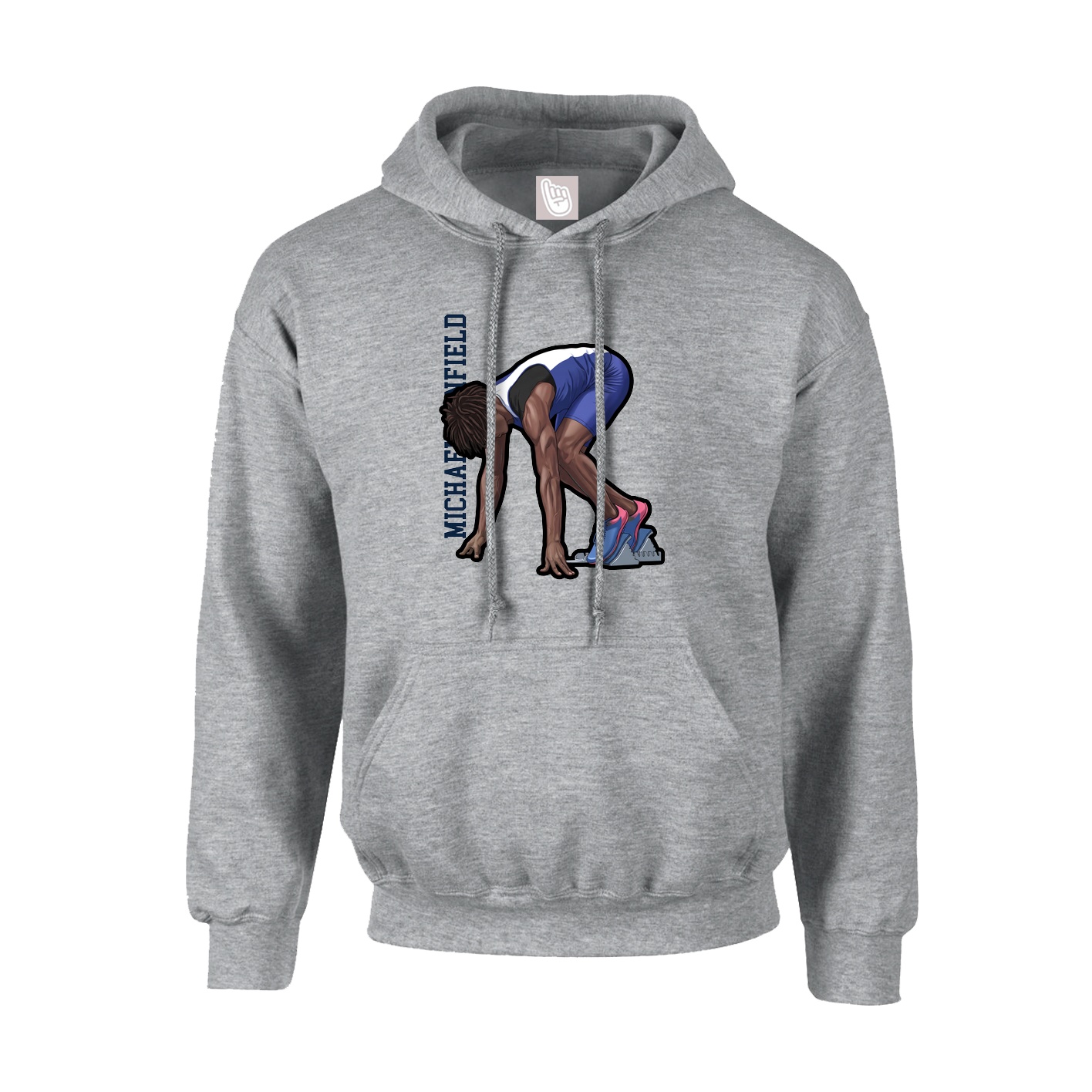 Hoodie — Name Vertical in Grey