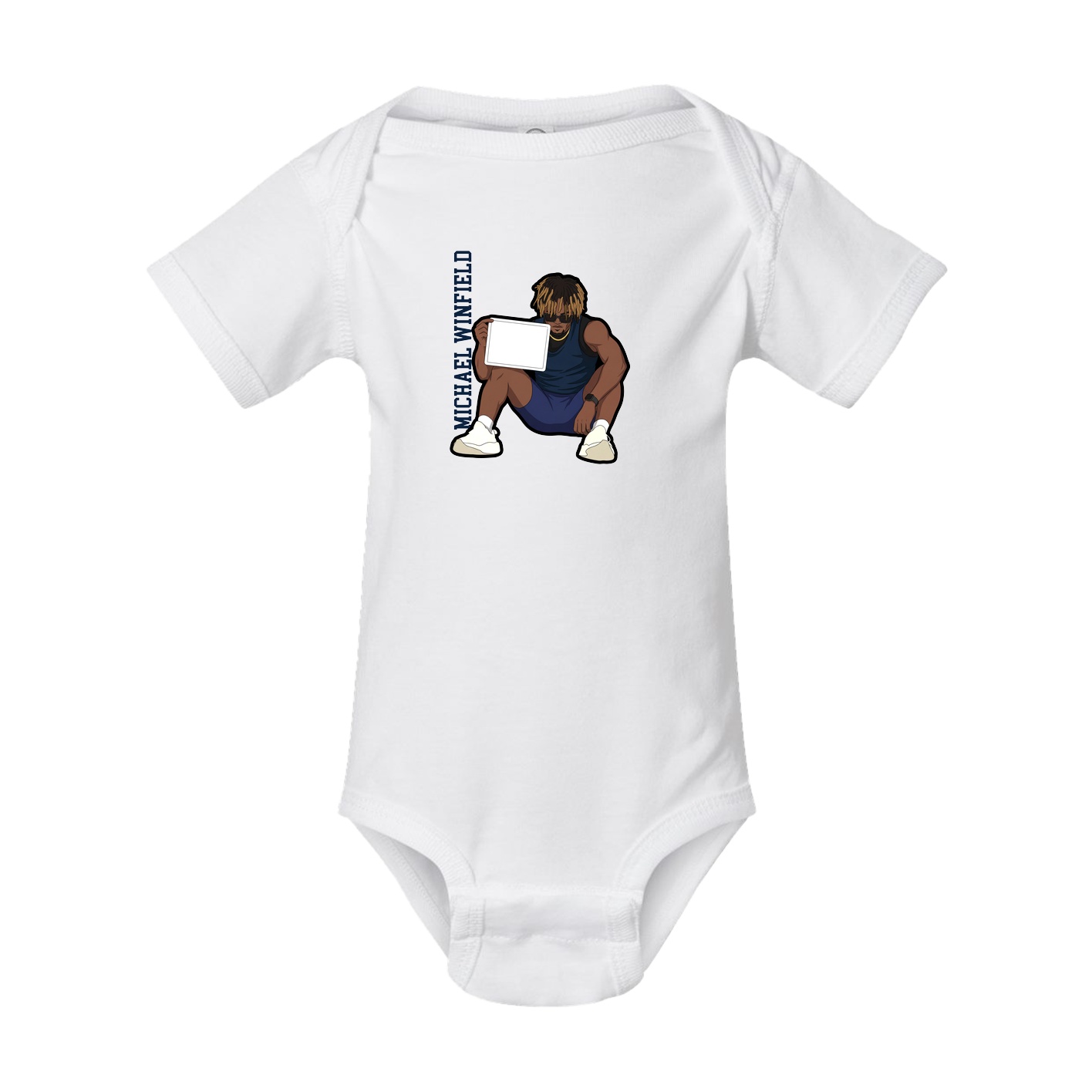 Baby Onesie — Name Vertical in White