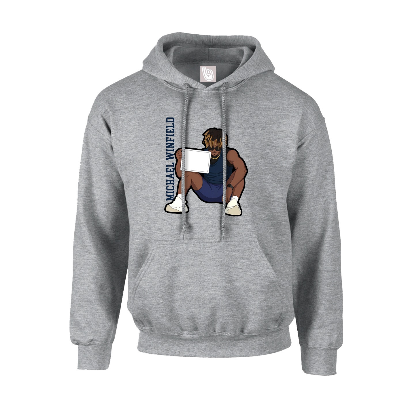 Youth Hoodie — Name Vertical in Grey