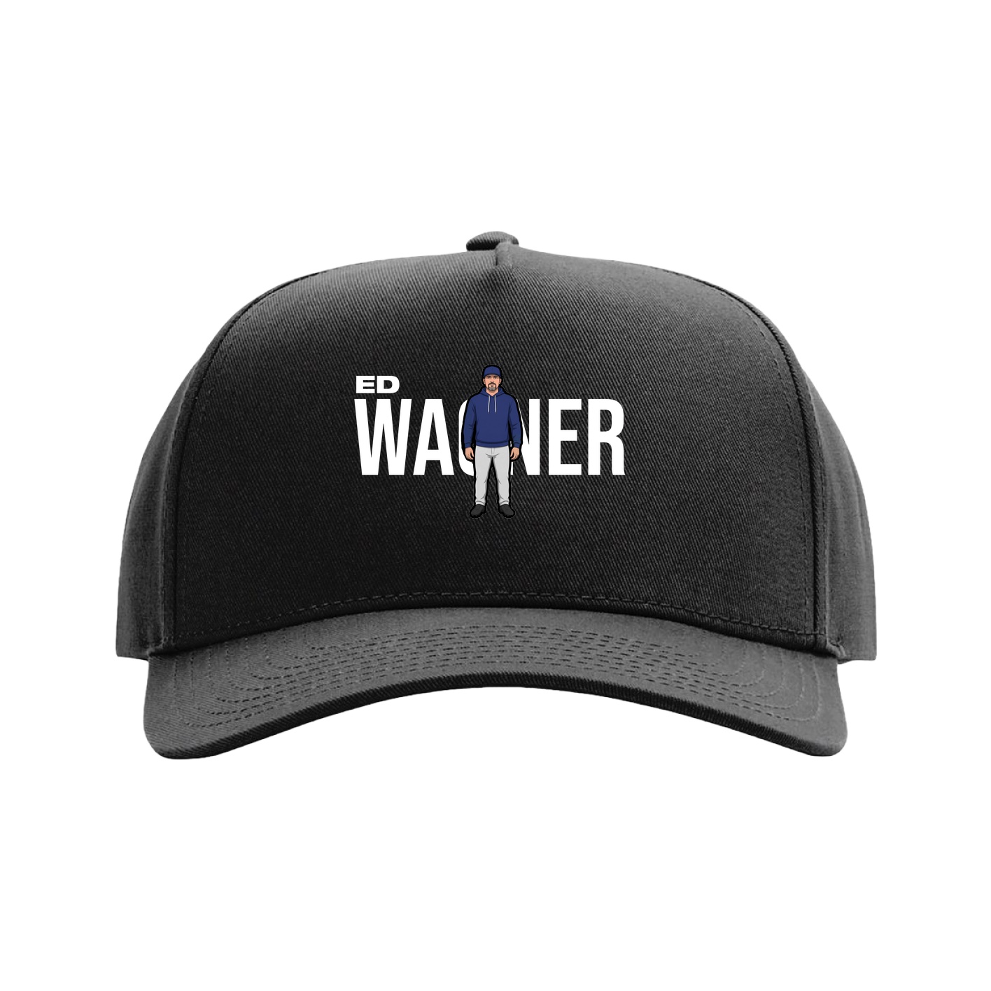 Full Fabric Five-Panel Champ Cap — Player Name in Black