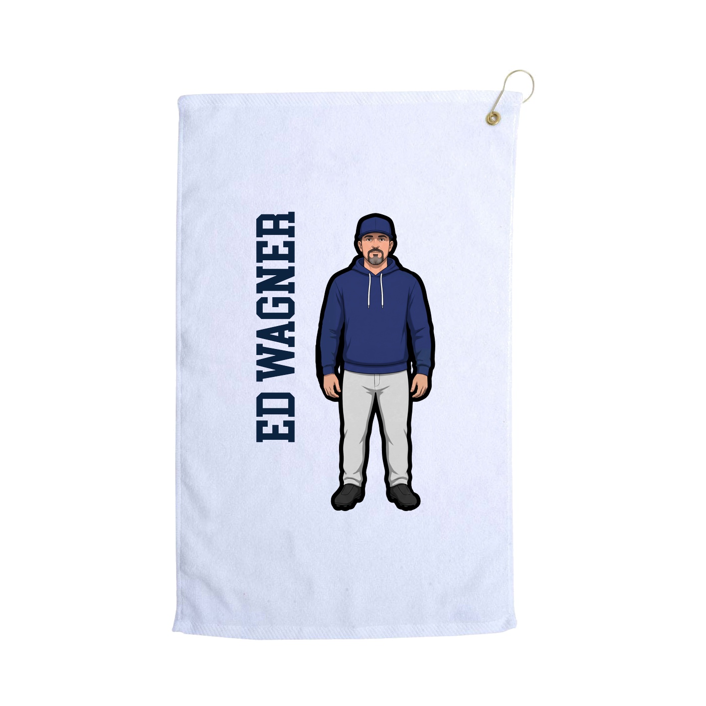 Golf Towel — Name Vertical in White