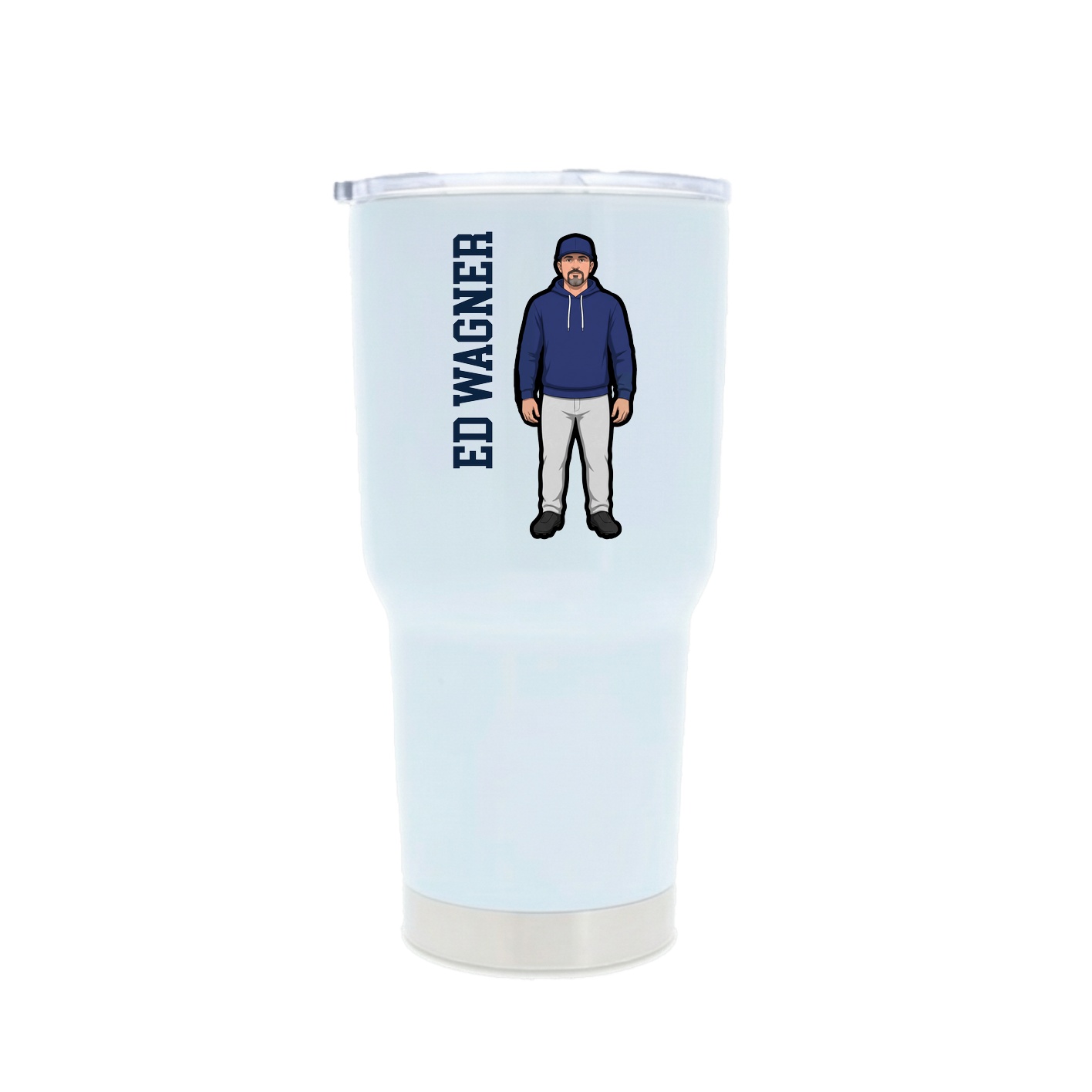 30oz Stainless Steel Tumbler — Name Vertical in White