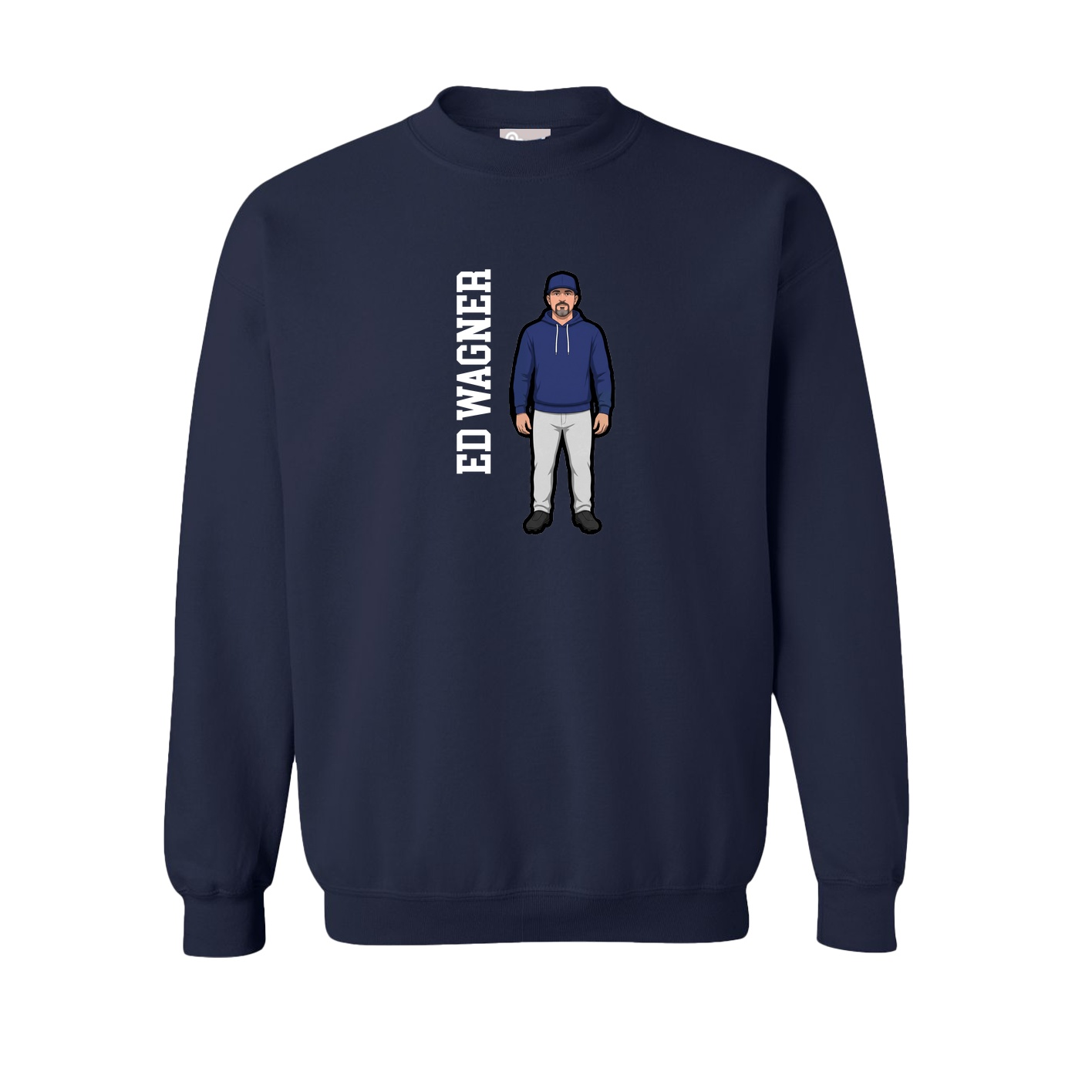 Fleece Crew — Name Vertical in Navy