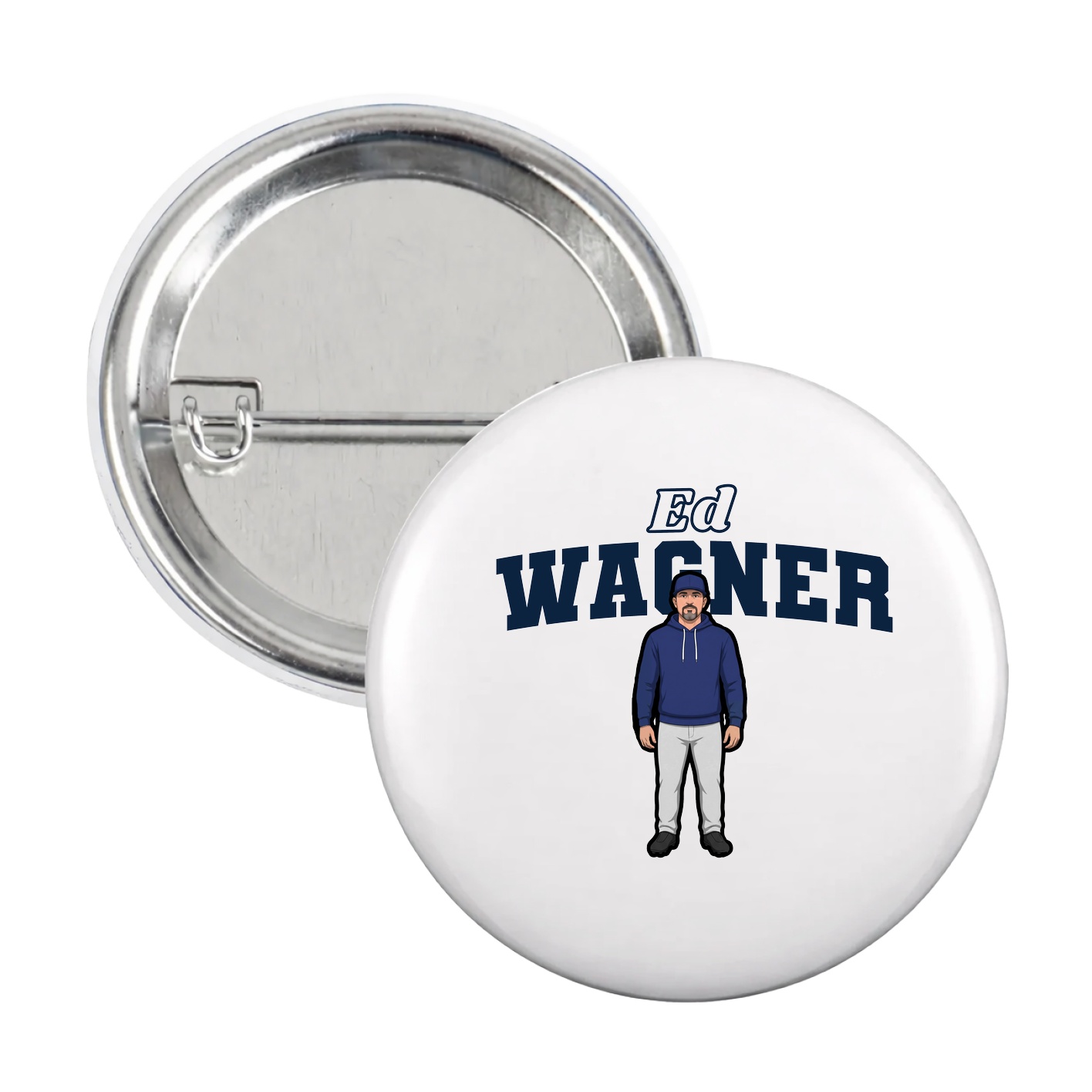 Game Day Button — Name Arch in White