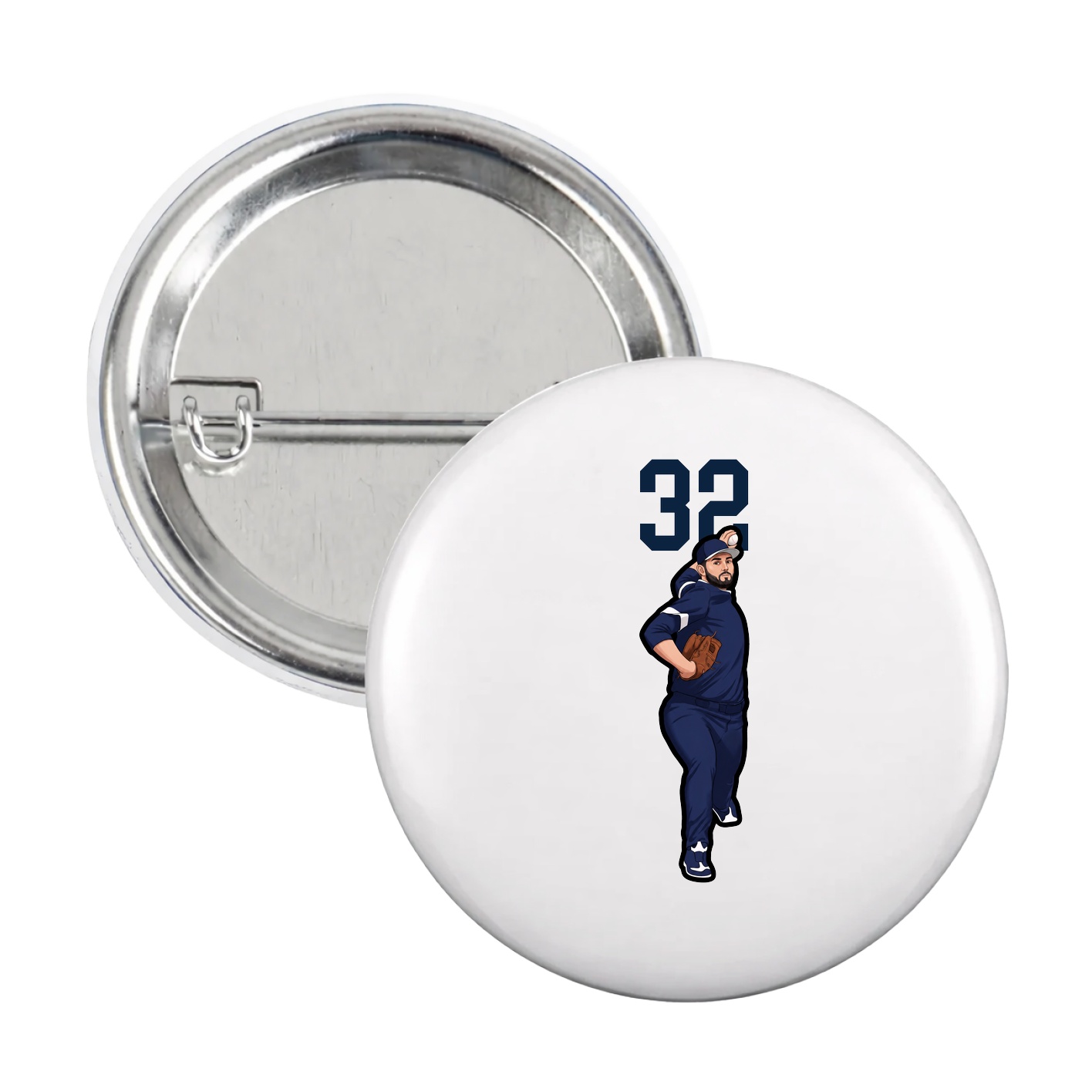 Game Day Button — Number Top in White