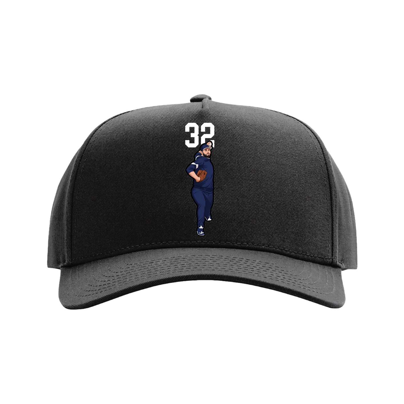 Full Fabric Five-Panel Champ Cap — Number Top in Black