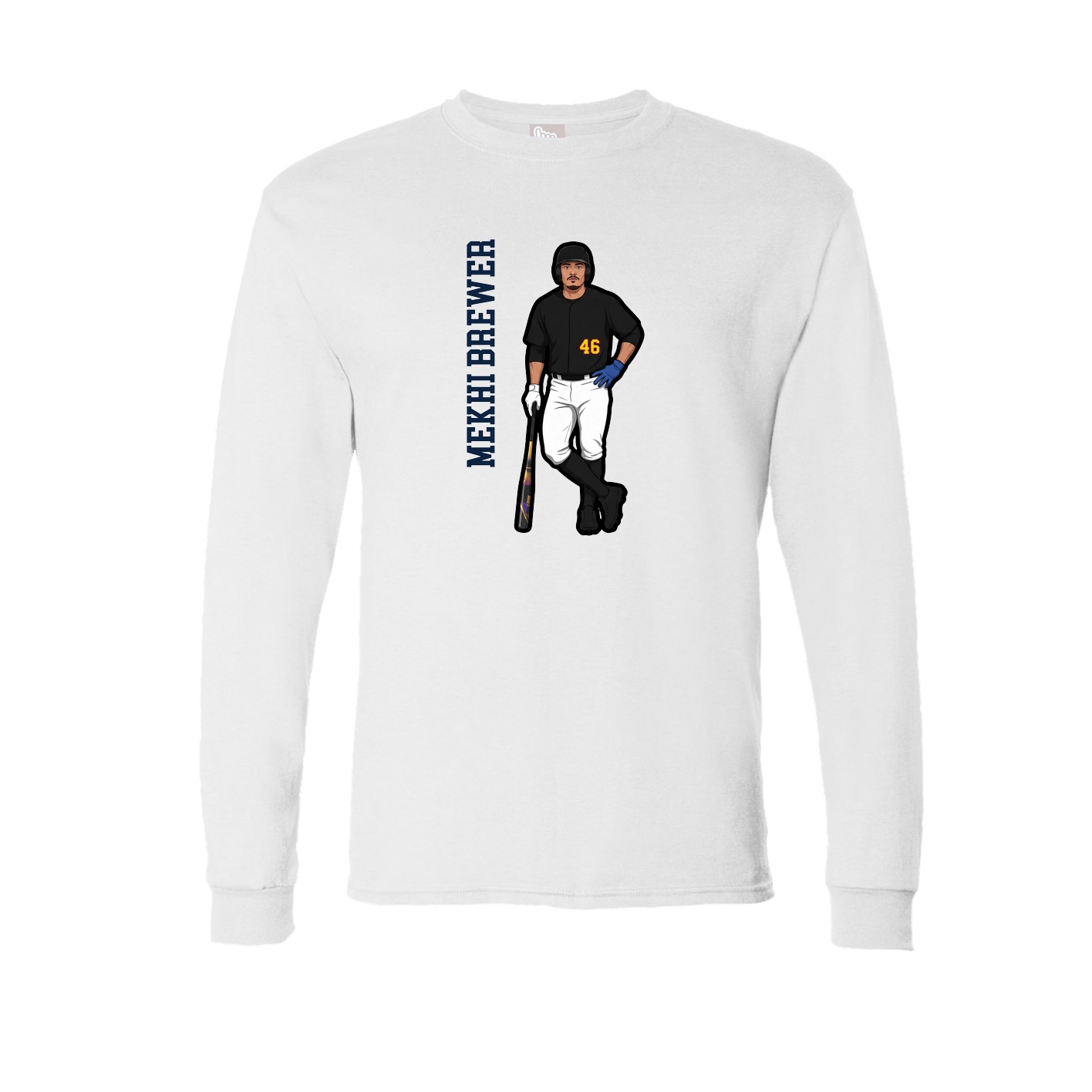 Long Sleeve Tee — Name Vertical in White