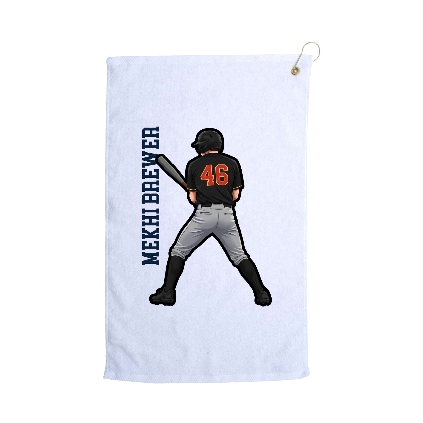 Golf Towel — Name Vertical in White