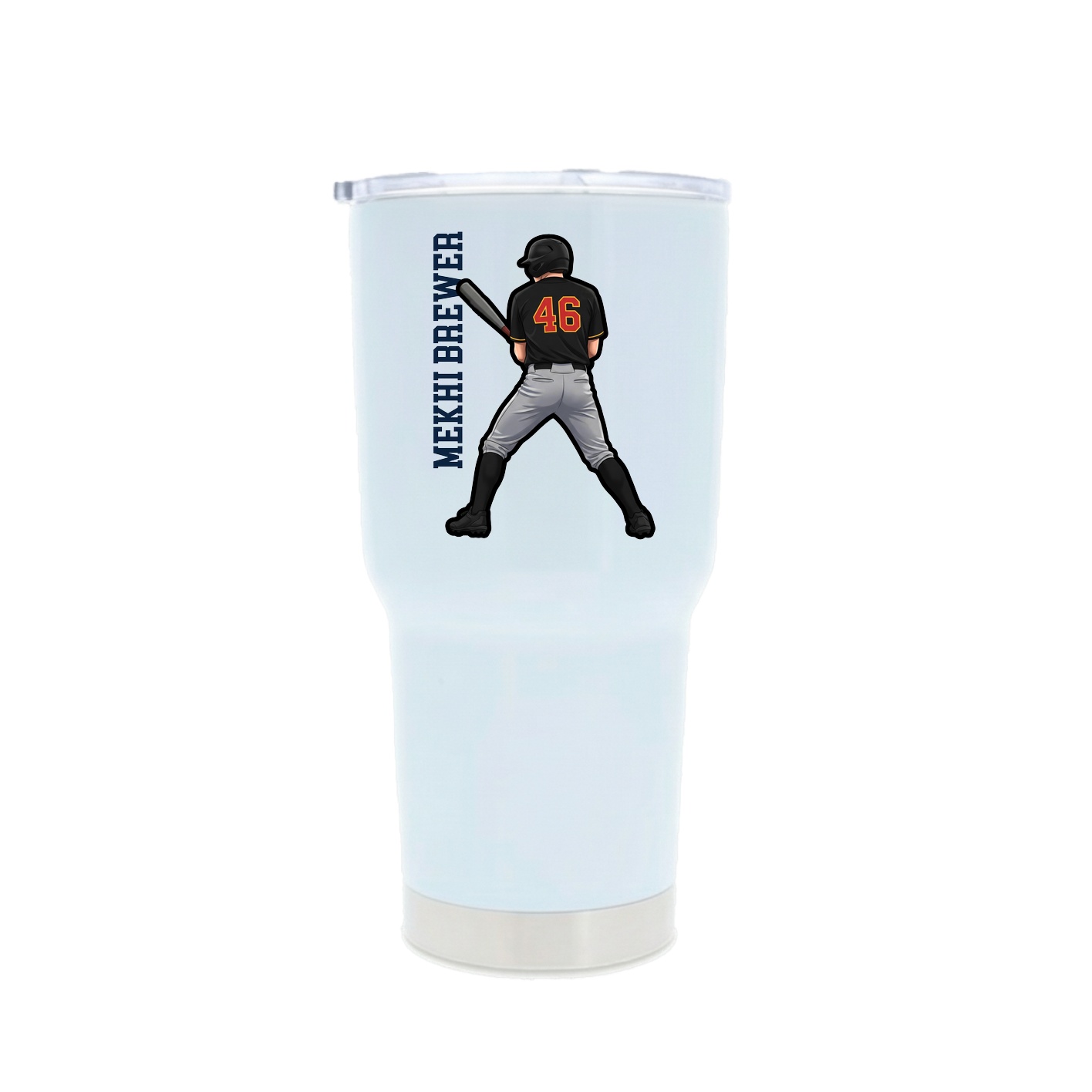 30oz Stainless Steel Tumbler — Name Vertical in White