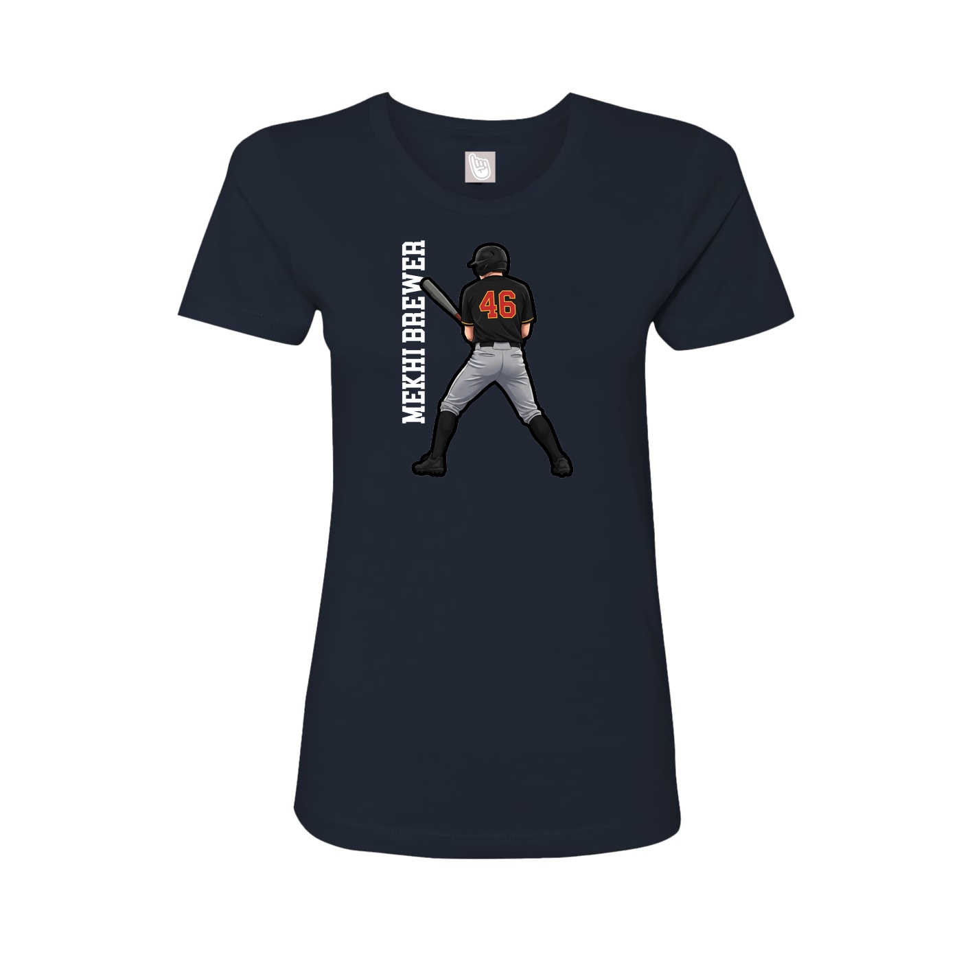 Fitted Women's Tee — Name Vertical in Navy