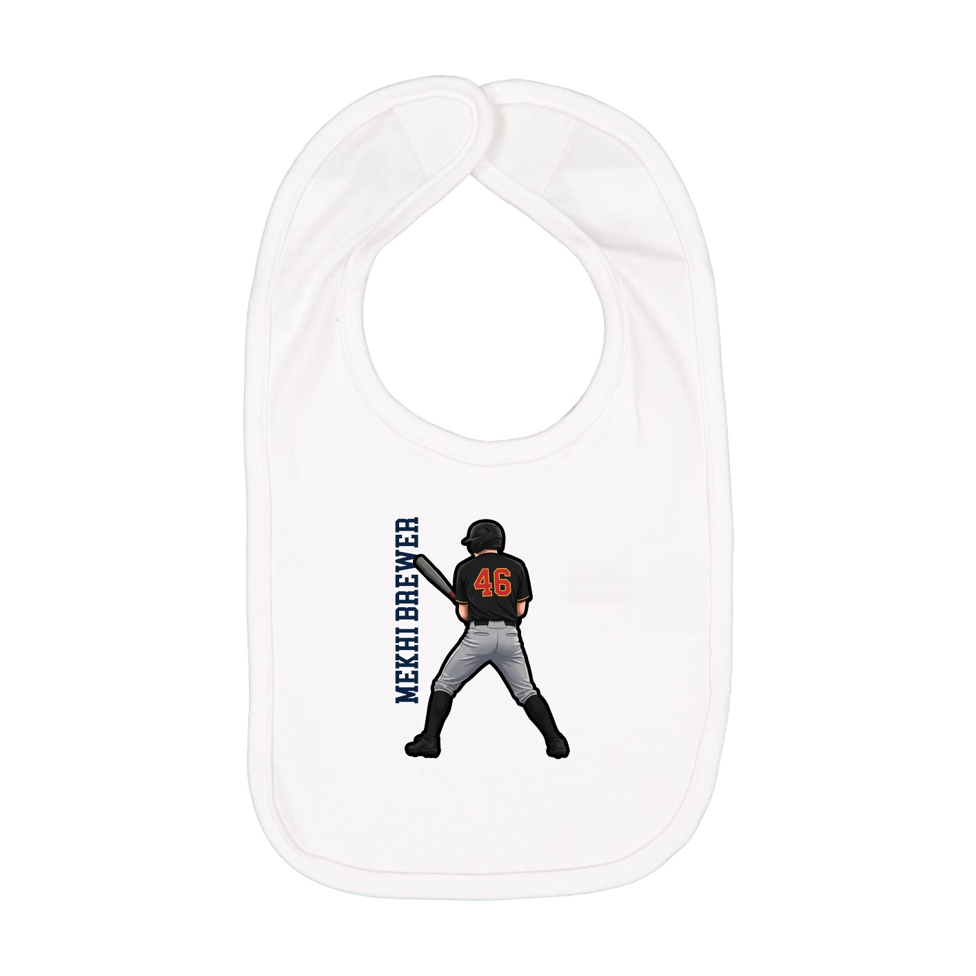 Infant Bib — Name Vertical in White