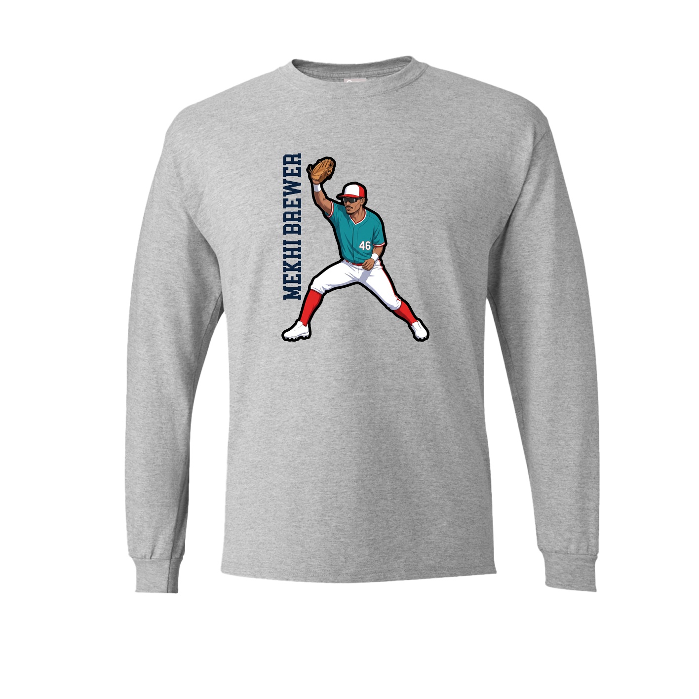 Long Sleeve Tee — Name Vertical in Grey