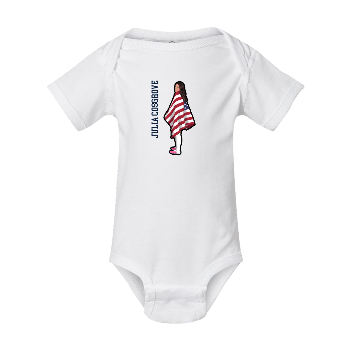 Baby Onesie — Name Vertical in White