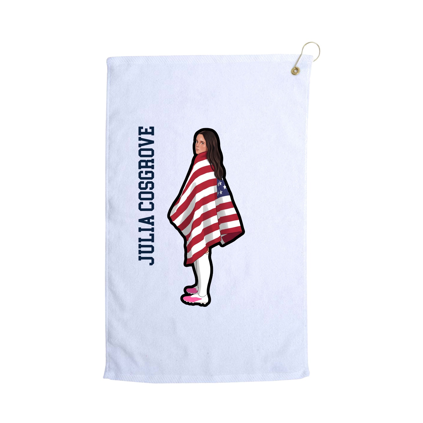 Golf Towel — Name Vertical in White