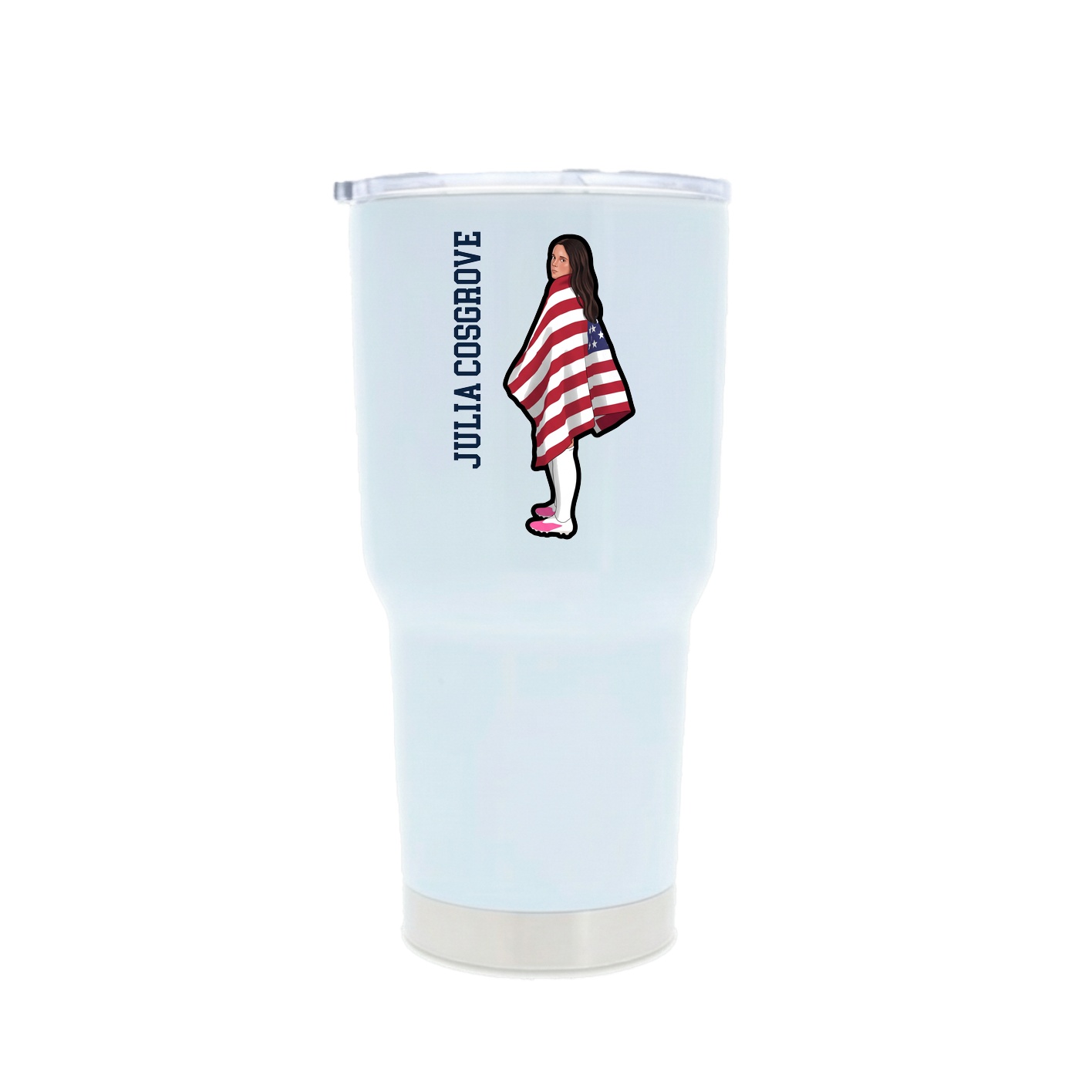 30oz Stainless Steel Tumbler — Name Vertical in White