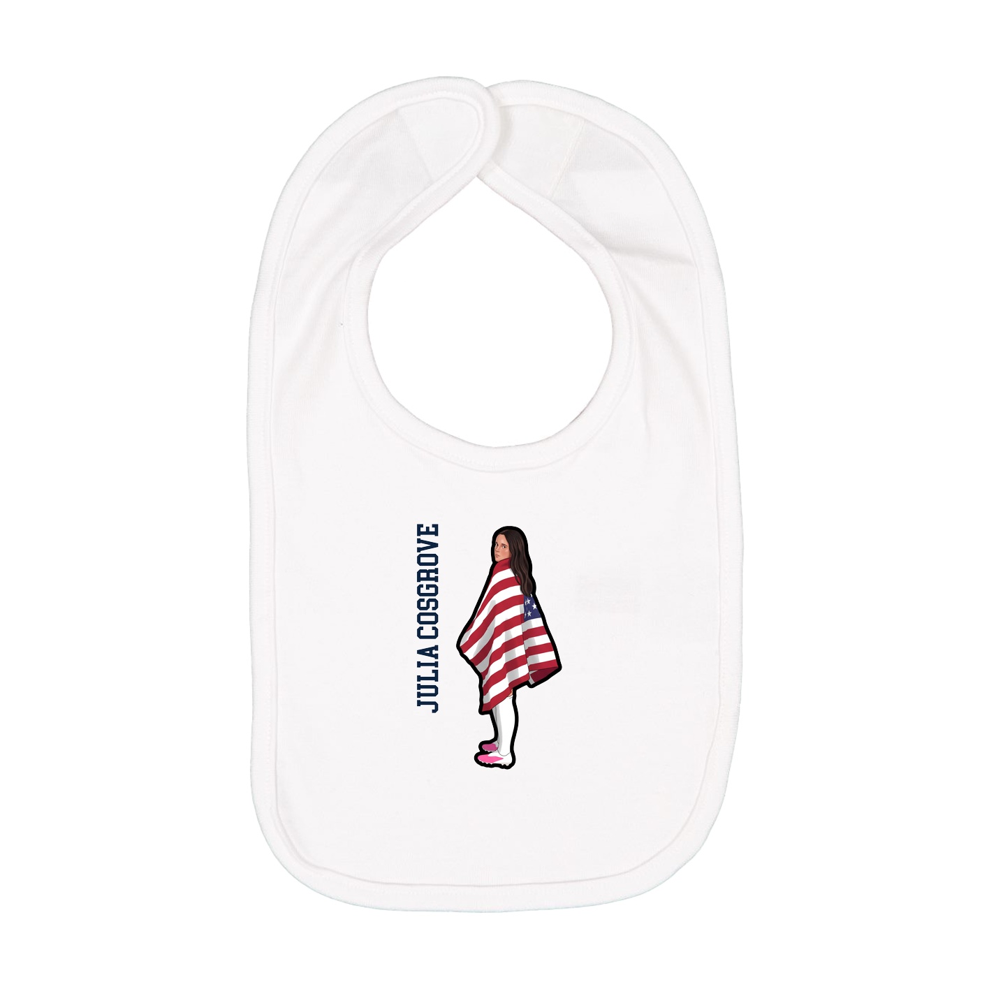 Infant Bib — Name Vertical in White
