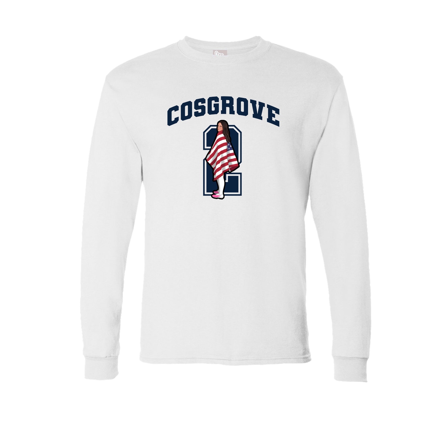Long Sleeve Tee — Number in White