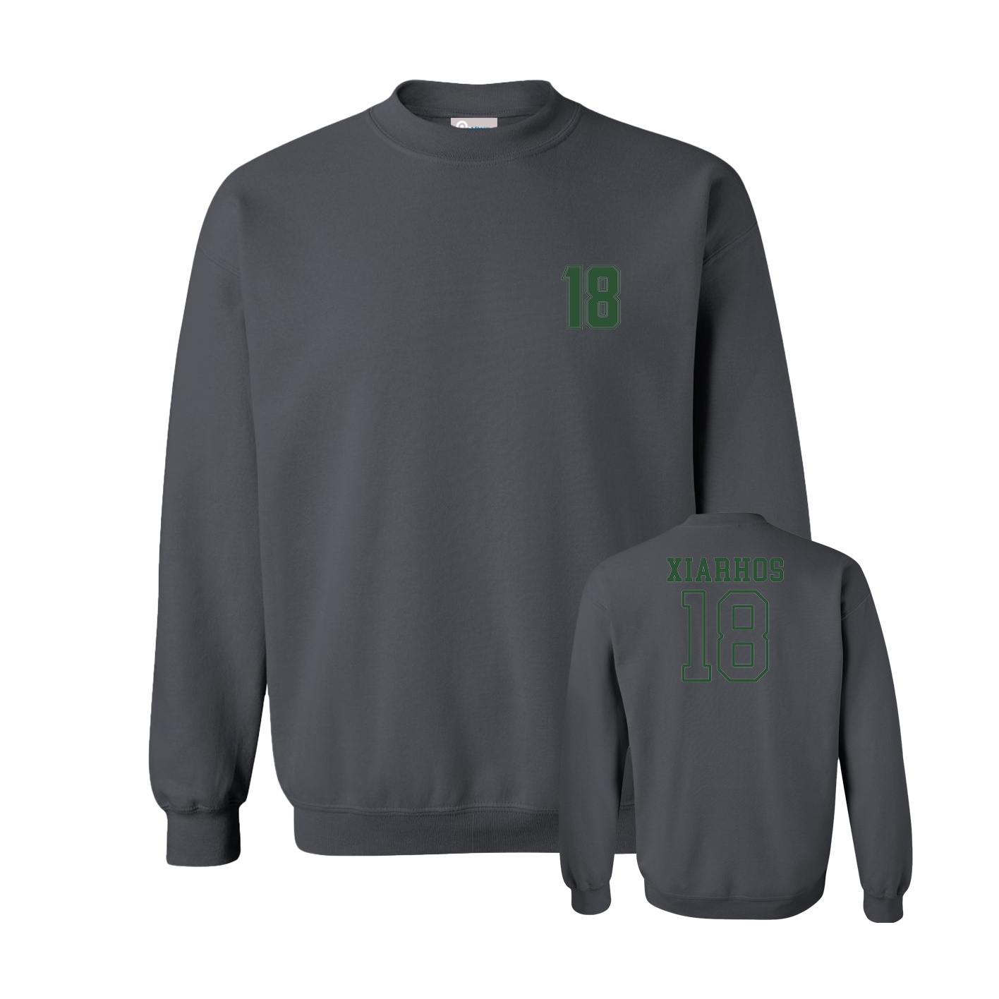 Fleece Crew — Chest Back in Grey